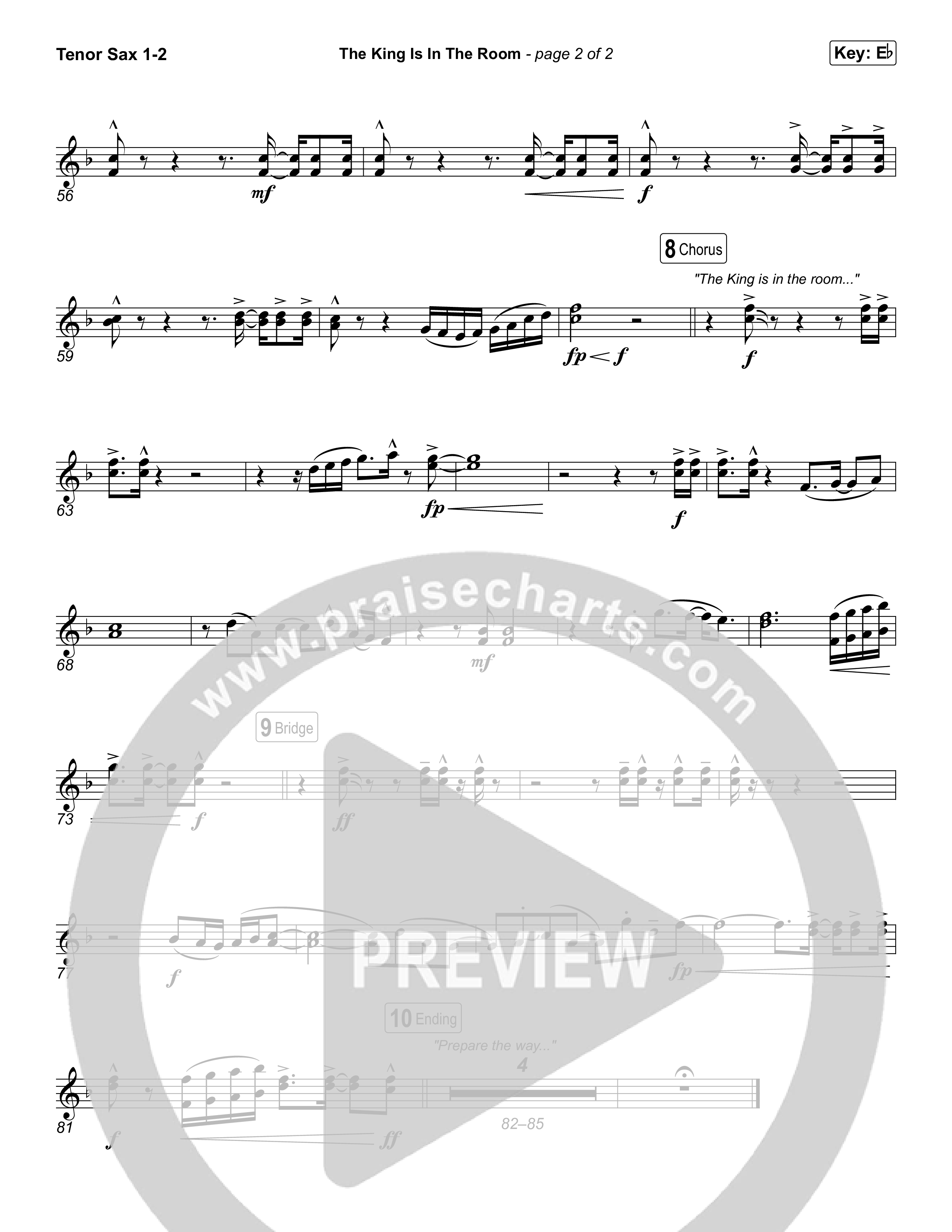 The King Is In The Room (Worship Choir/SAB) Tenor Sax 1/2 (Phil Wickham / Arr. Luke Gambill)