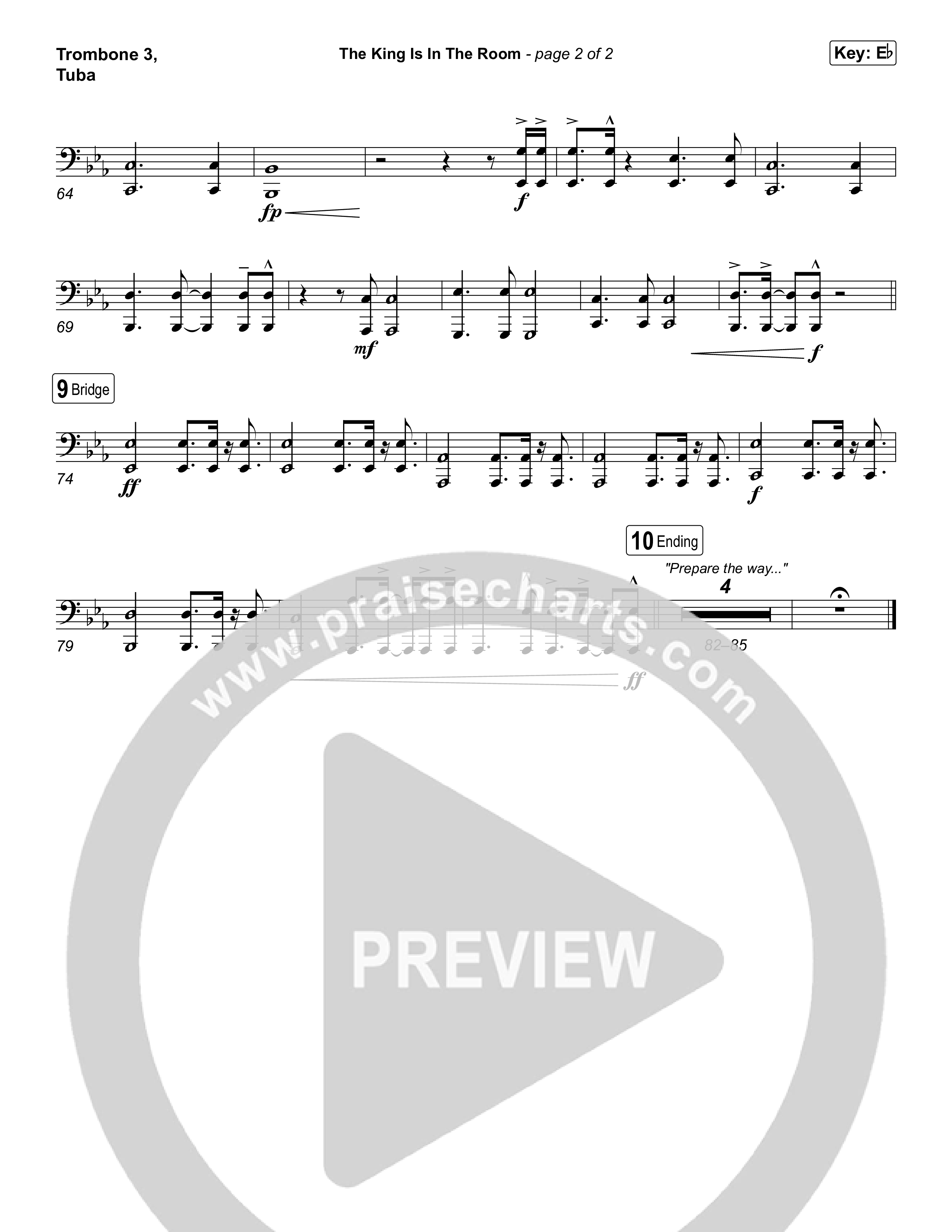 The King Is In The Room (Worship Choir/SAB) Trombone 3/Tuba (Phil Wickham / Arr. Luke Gambill)