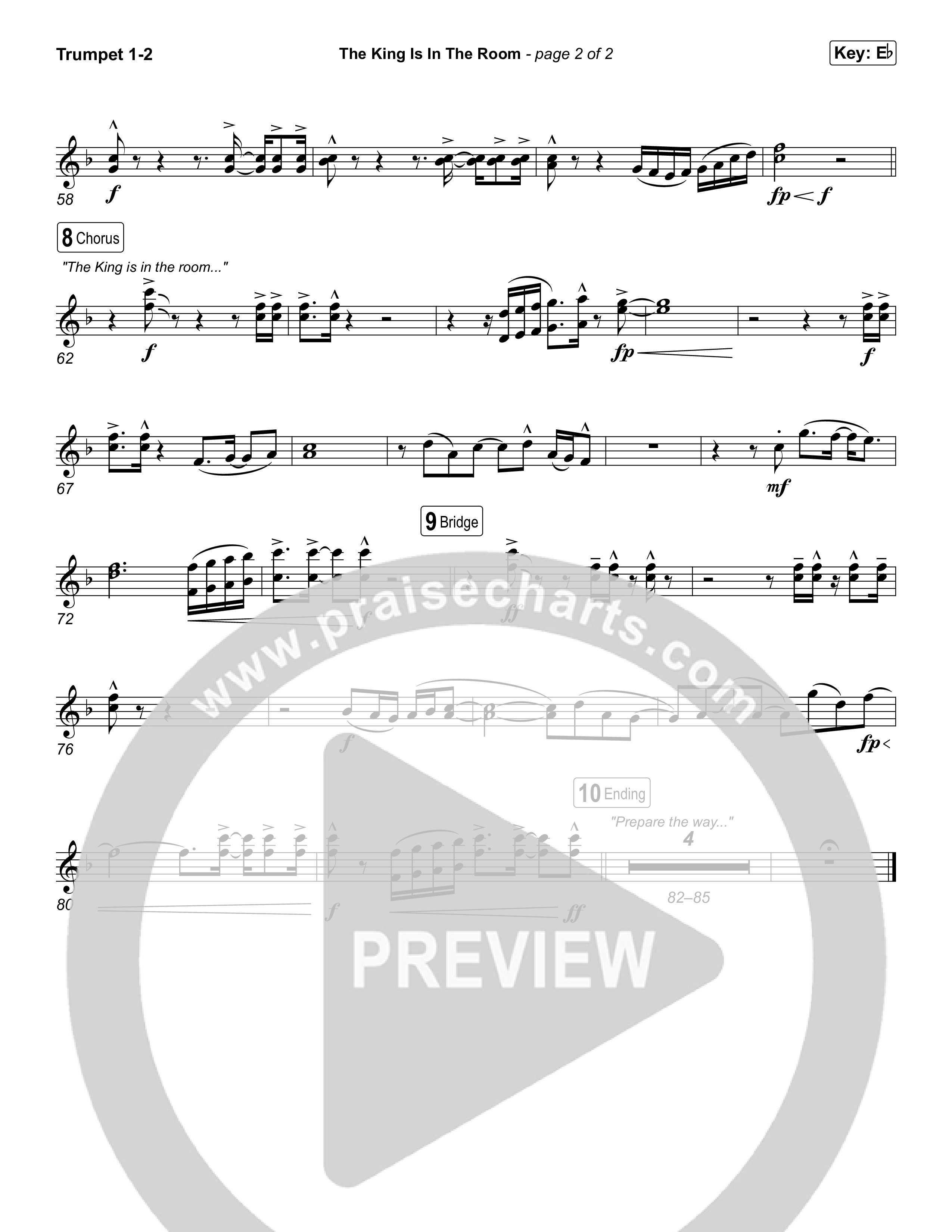 The King Is In The Room (Worship Choir/SAB) Trumpet 1,2 (Phil Wickham / Arr. Luke Gambill)