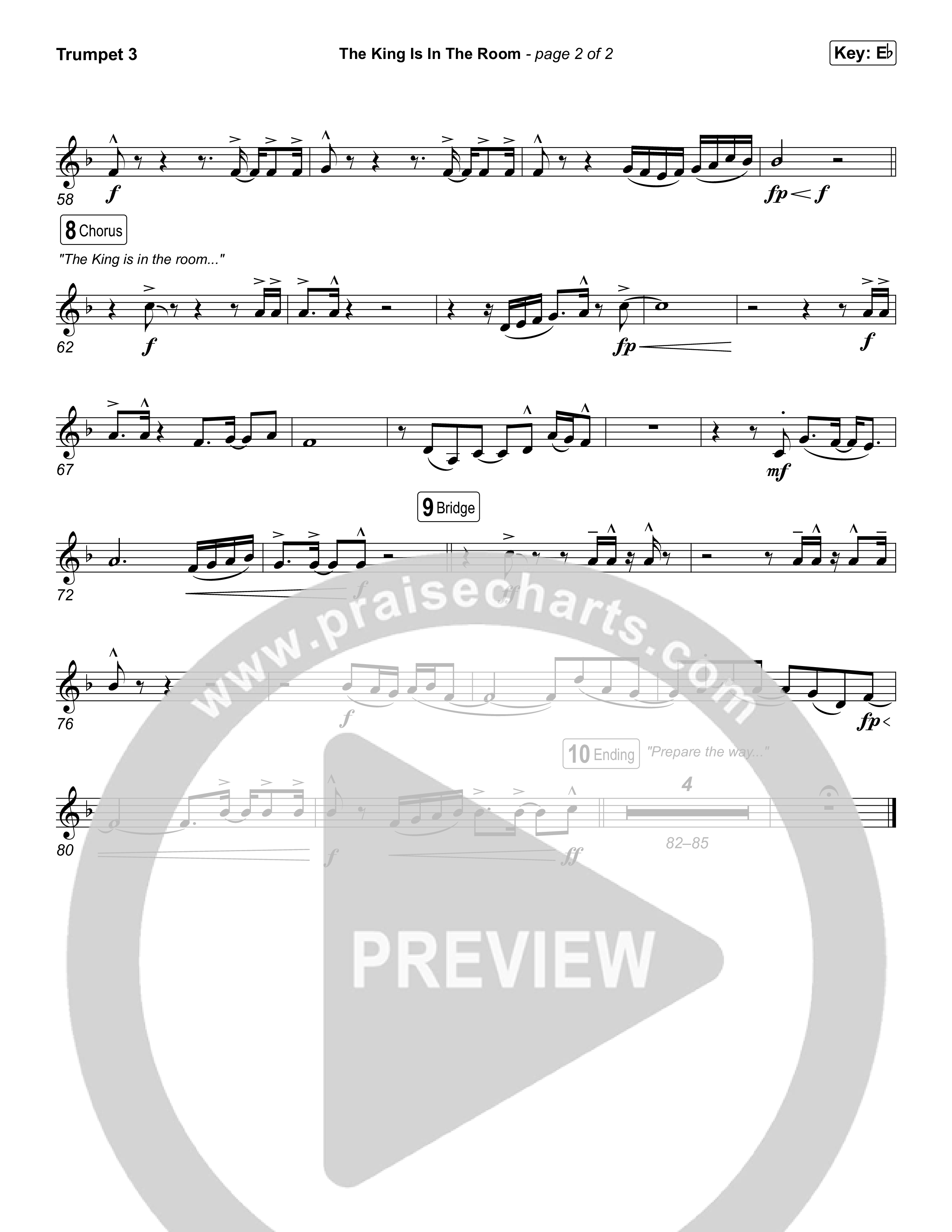 The King Is In The Room (Worship Choir/SAB) Trumpet 3 (Phil Wickham / Arr. Luke Gambill)