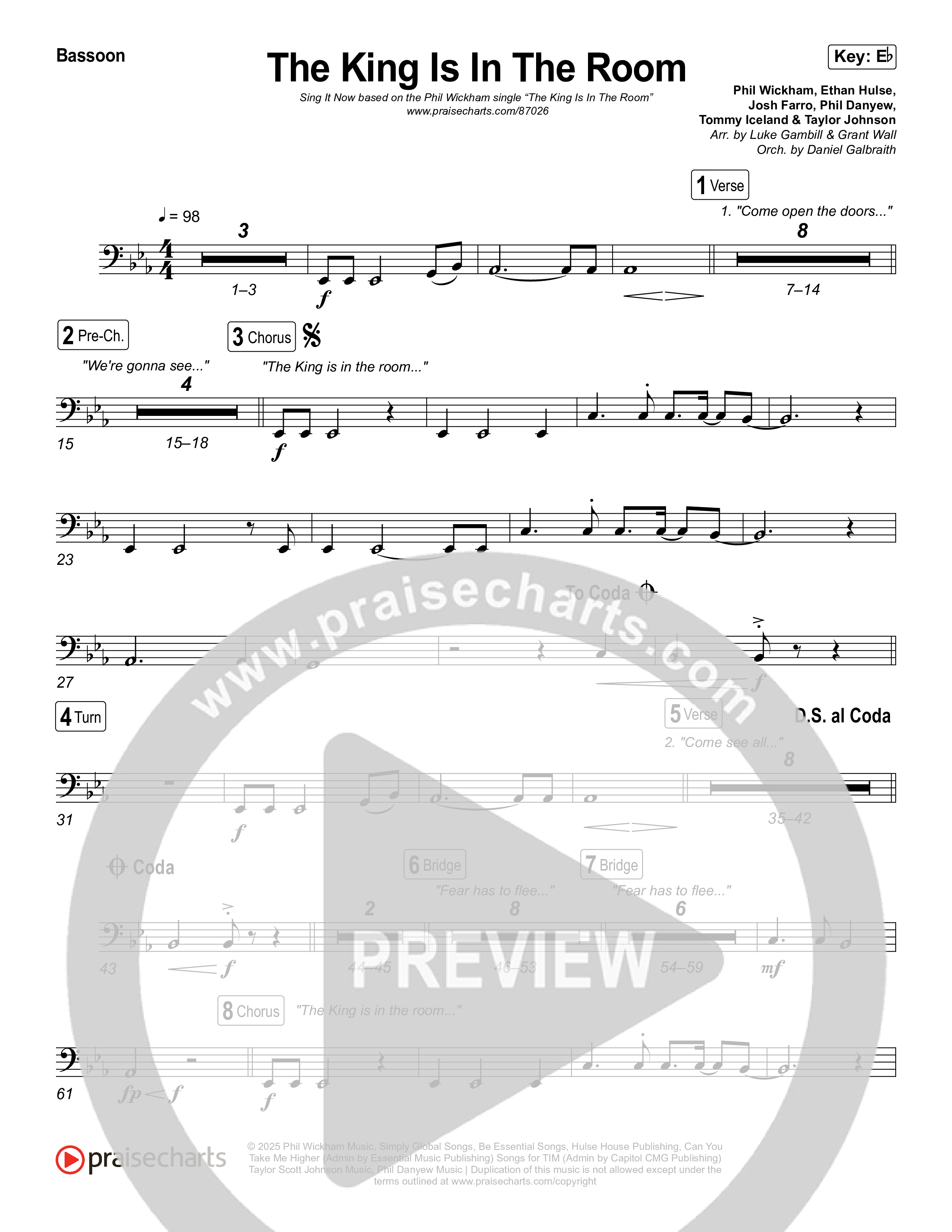 The King Is In The Room (Sing It Now) Bassoon (Phil Wickham / Arr. Luke Gambill)