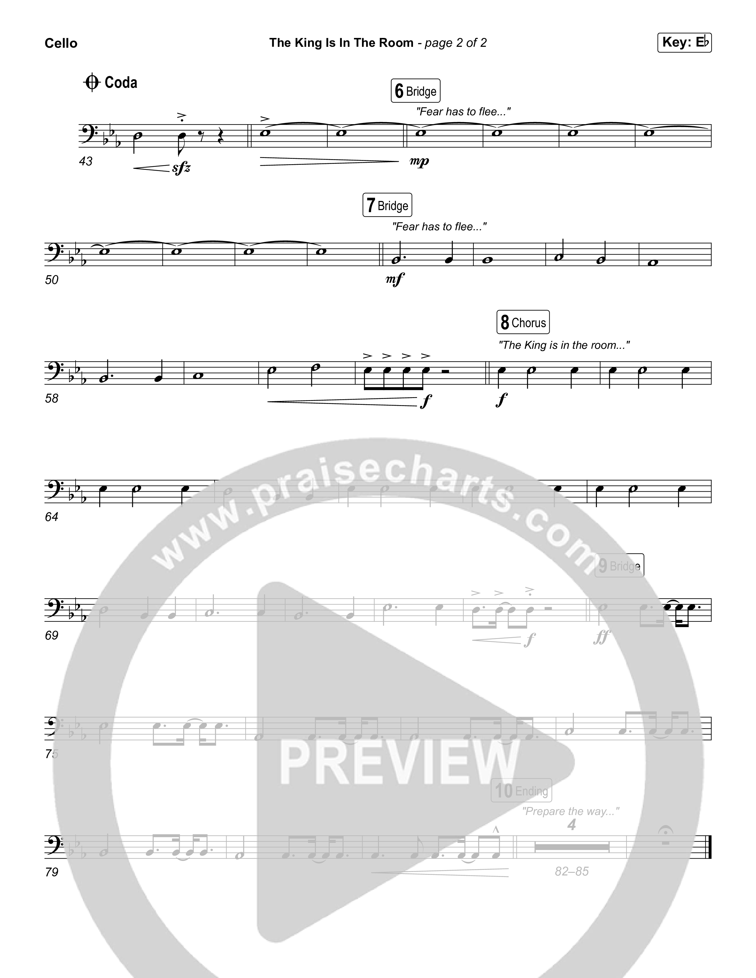 The King Is In The Room (Sing It Now) Cello (Phil Wickham / Arr. Luke Gambill)