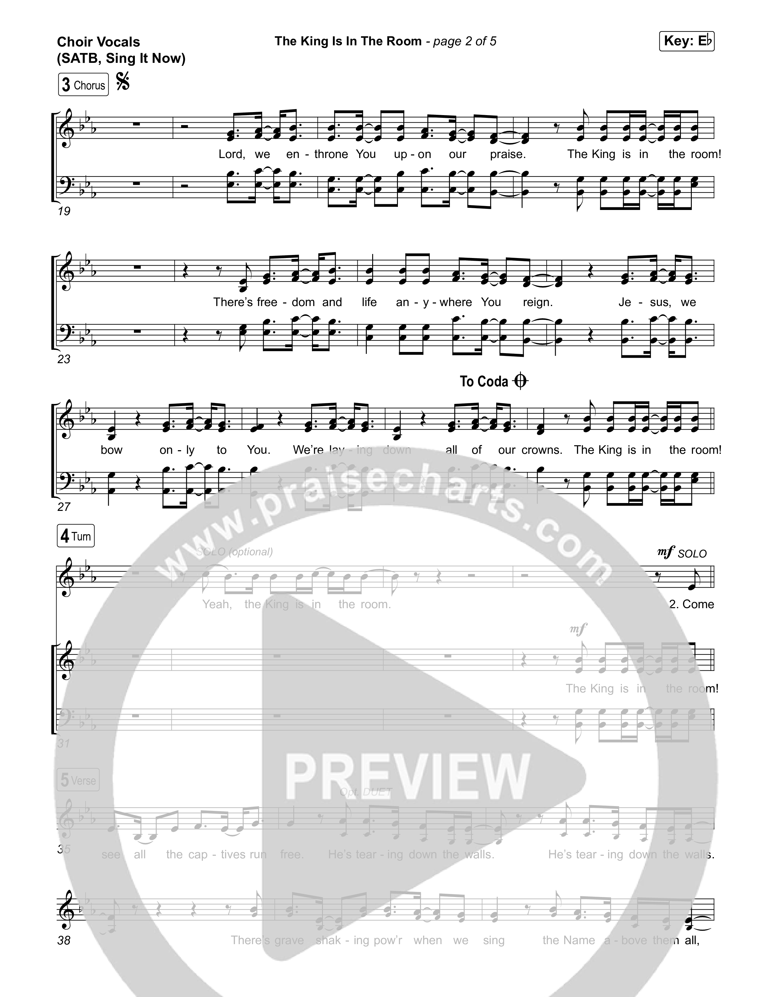 The King Is In The Room (Sing It Now) Choir Sheet (SATB) (Phil Wickham / Arr. Luke Gambill)