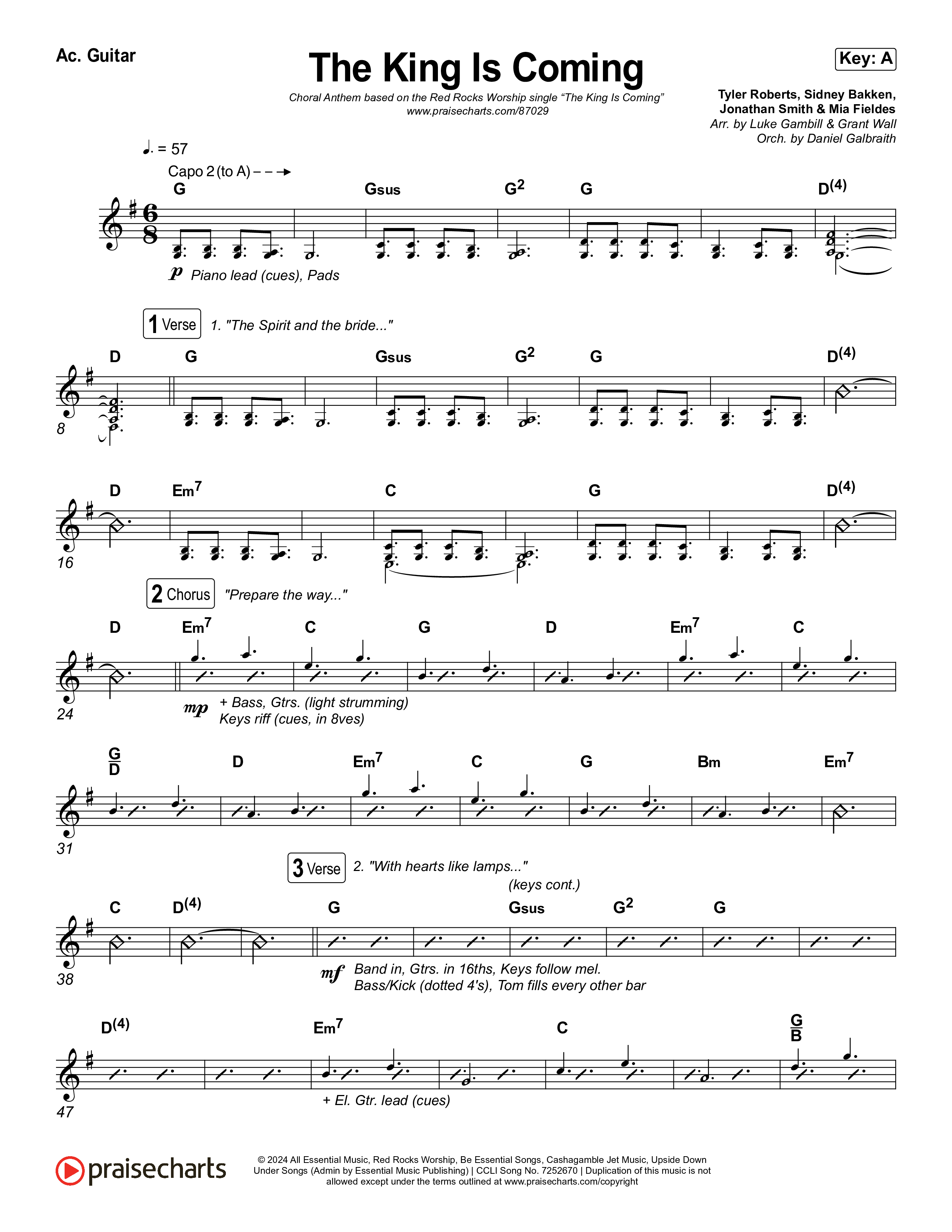 The King Is Coming (Choral Anthem SATB) Acoustic Guitar (Red Rocks Worship)