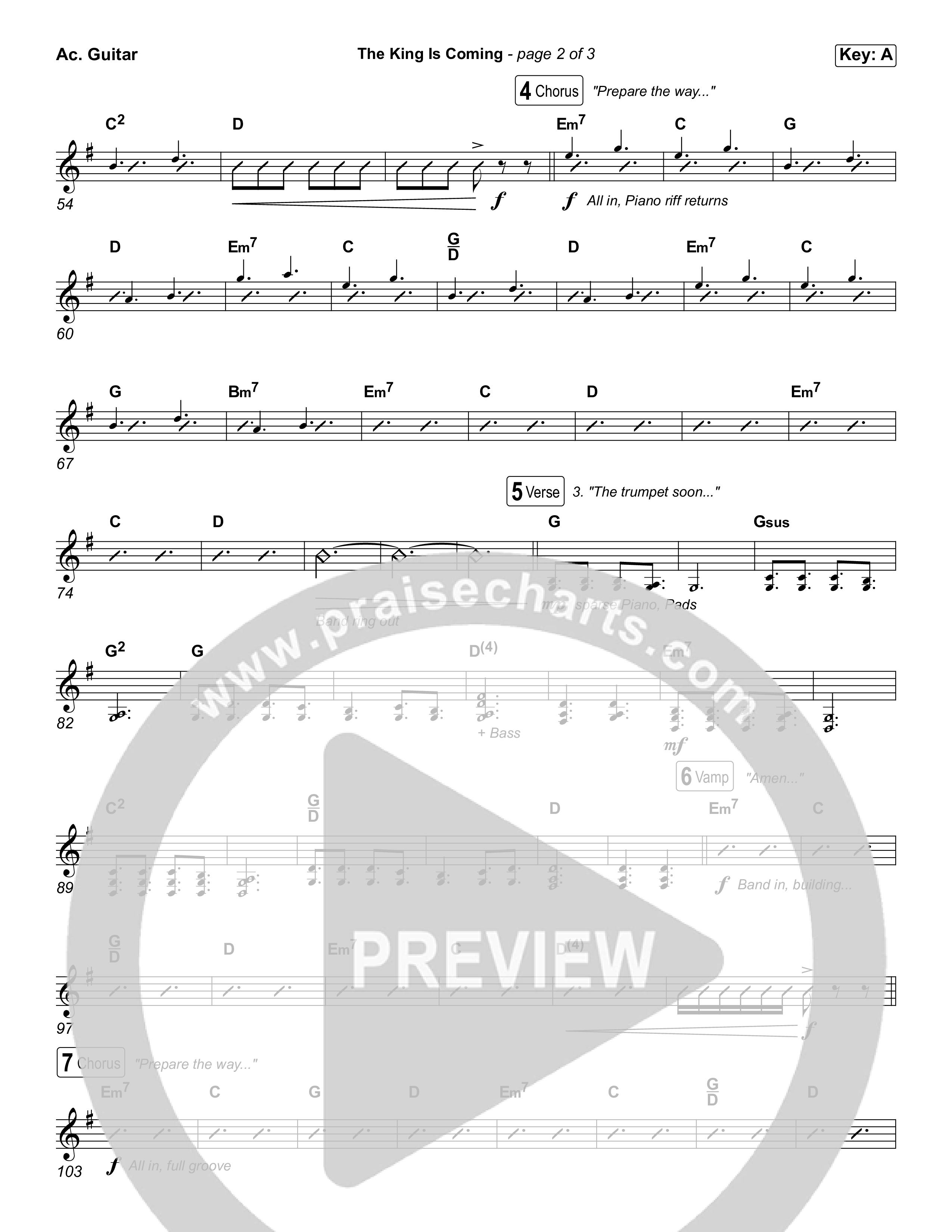 The King Is Coming (Choral Anthem SATB) Acoustic Guitar (Red Rocks Worship)