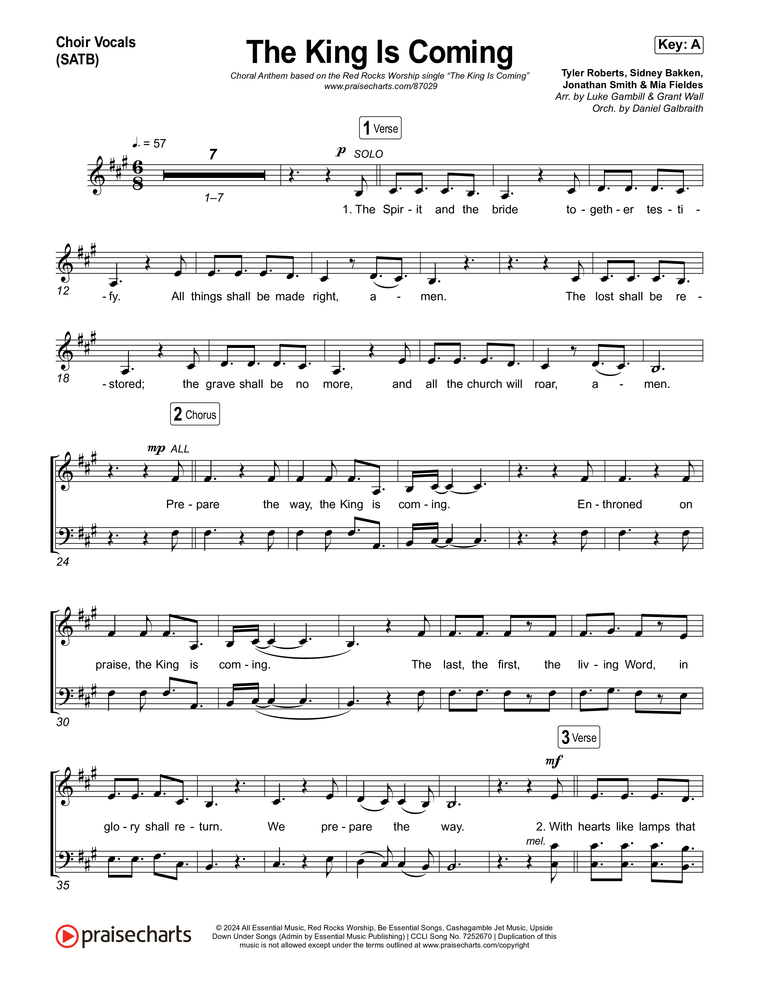The King Is Coming (Choral Anthem SATB) Choir Sheet (SATB) (Red Rocks Worship)