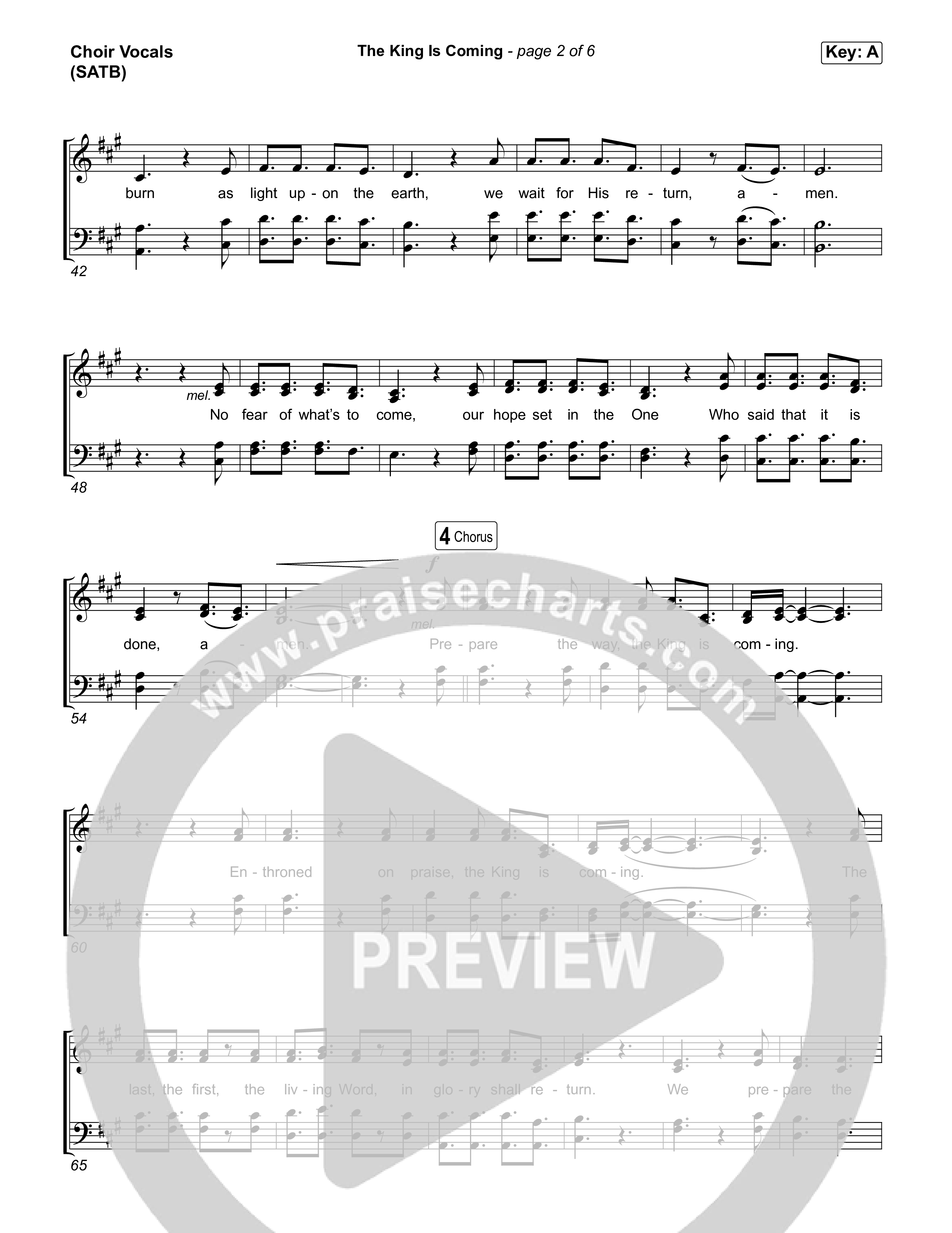 The King Is Coming (Choral Anthem SATB) Choir Sheet (SATB) (Red Rocks Worship)