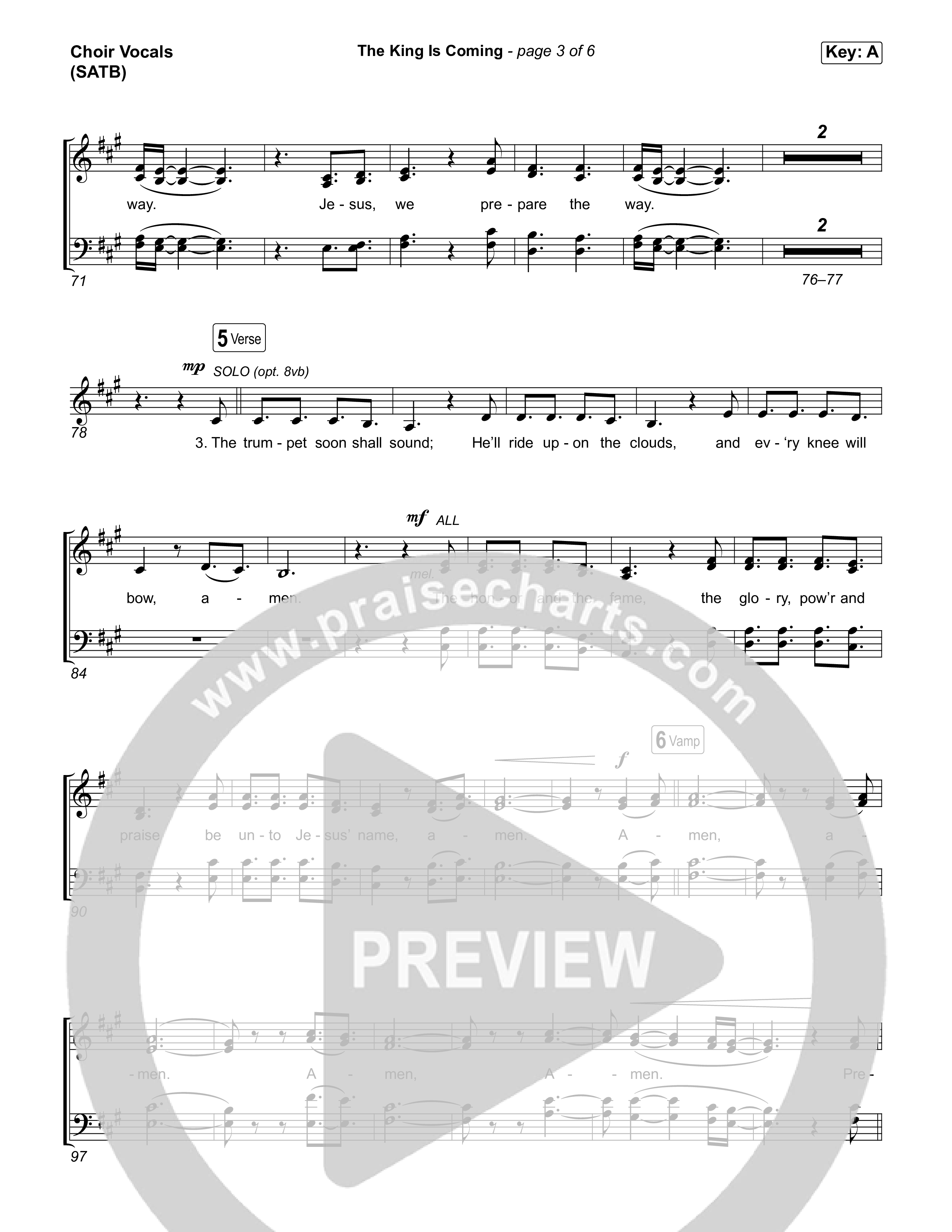The King Is Coming (Choral Anthem SATB) Choir Sheet (SATB) (Red Rocks Worship)