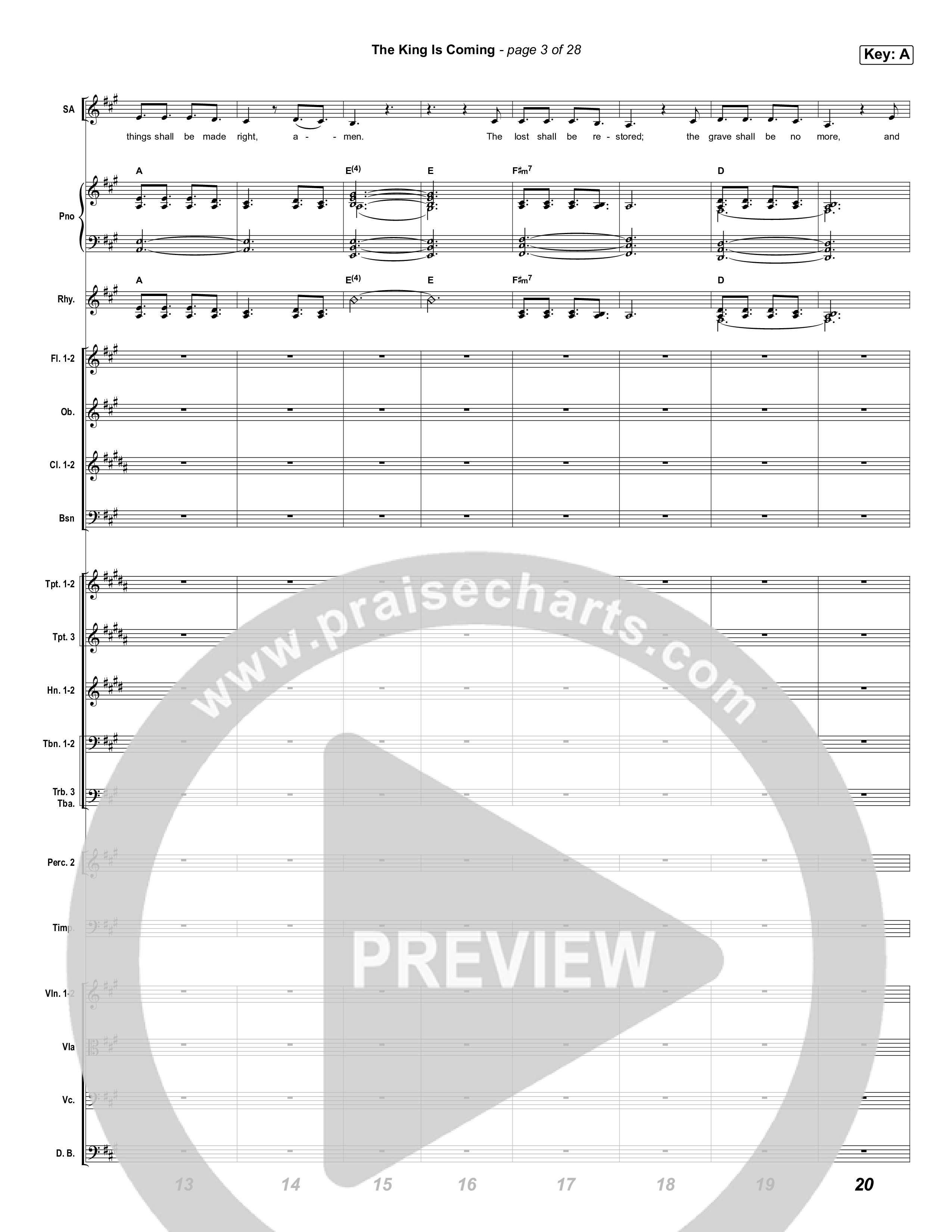 The King Is Coming (Choral Anthem SATB) Orchestration (Red Rocks Worship)