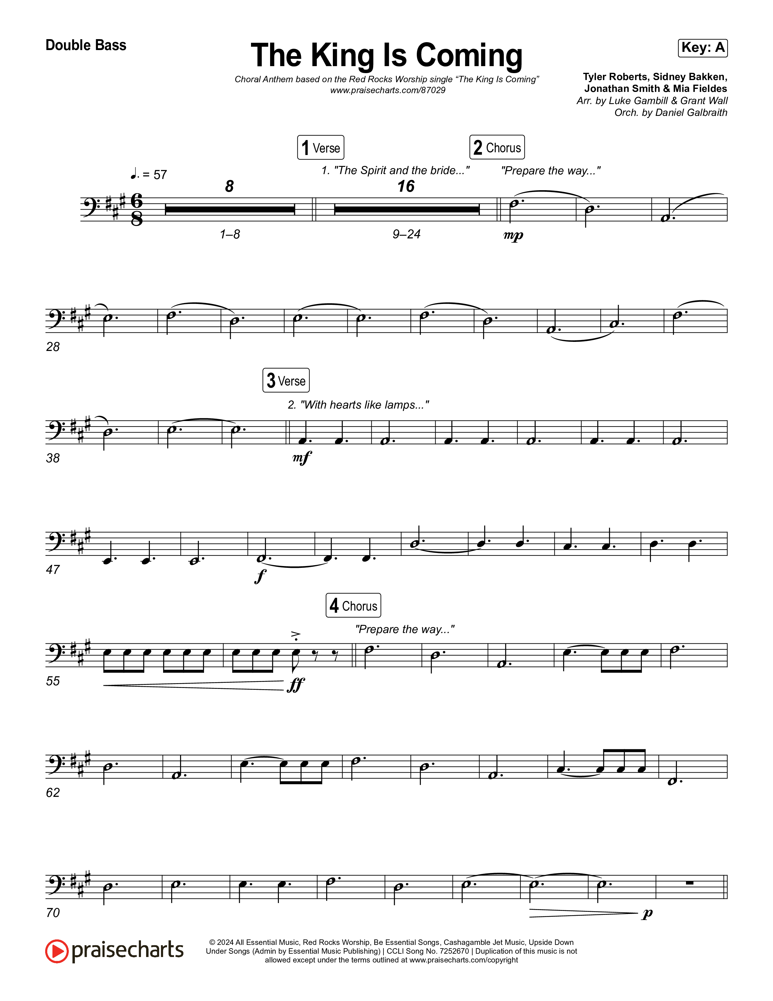 The King Is Coming (Choral Anthem SATB) String Bass (Red Rocks Worship)