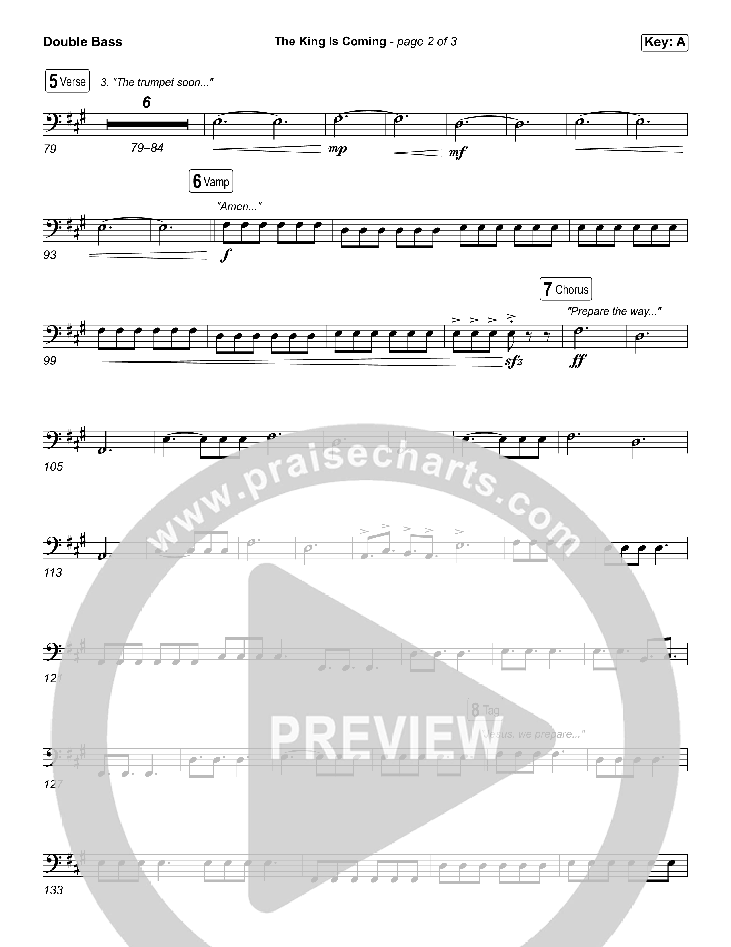The King Is Coming (Choral Anthem SATB) String Bass (Red Rocks Worship)