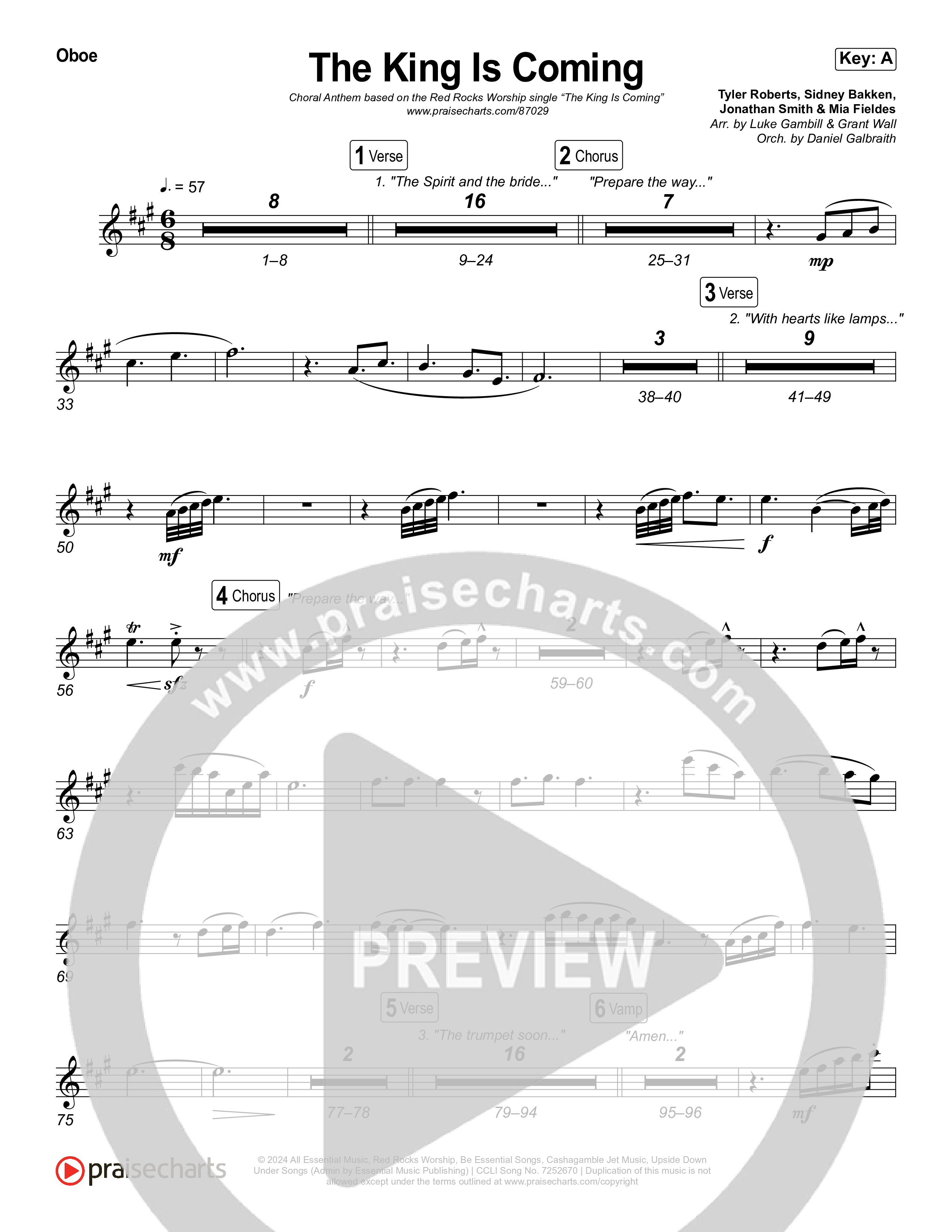 The King Is Coming (Choral Anthem SATB) Wind Pack (Red Rocks Worship)