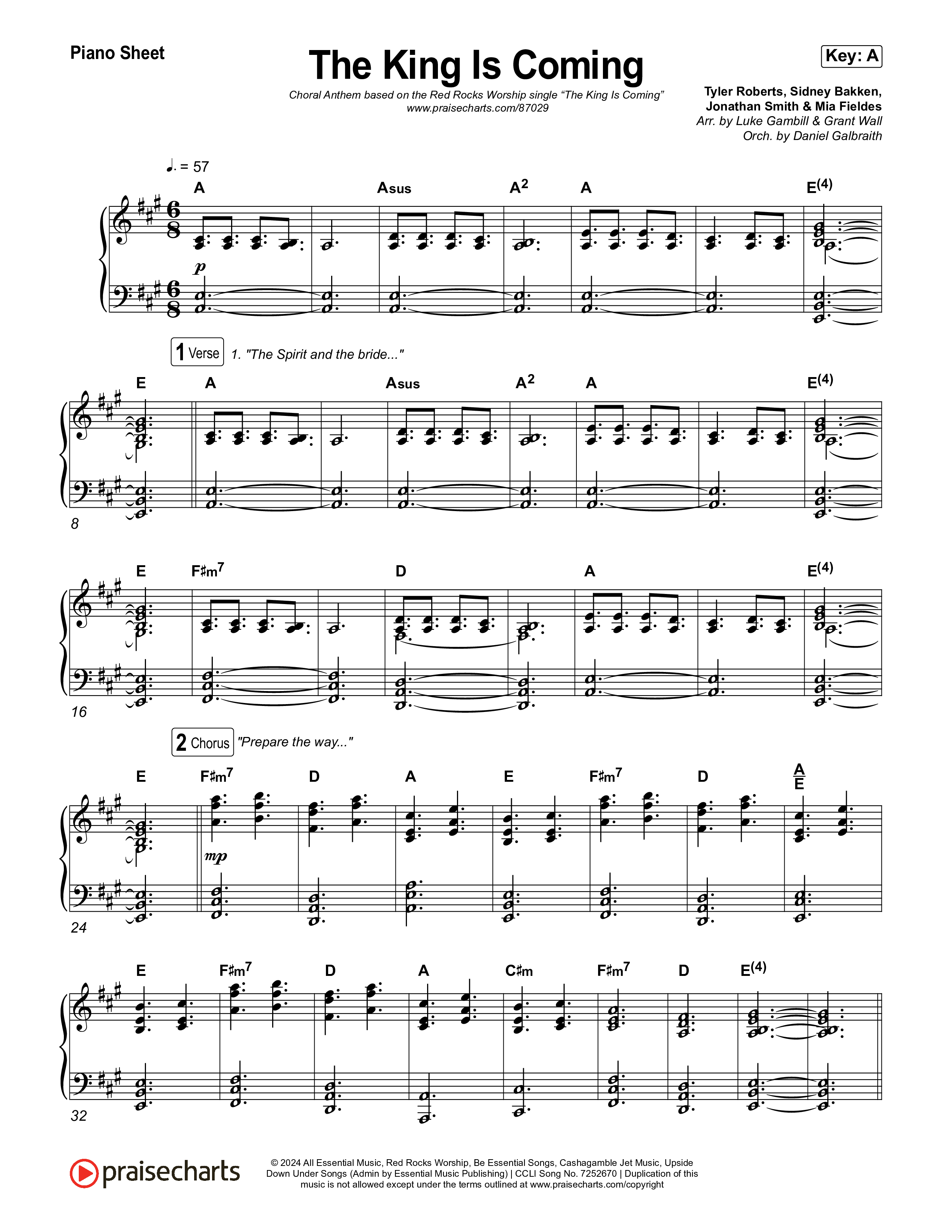 The King Is Coming (Choral Anthem SATB) Piano Sheet (Red Rocks Worship)
