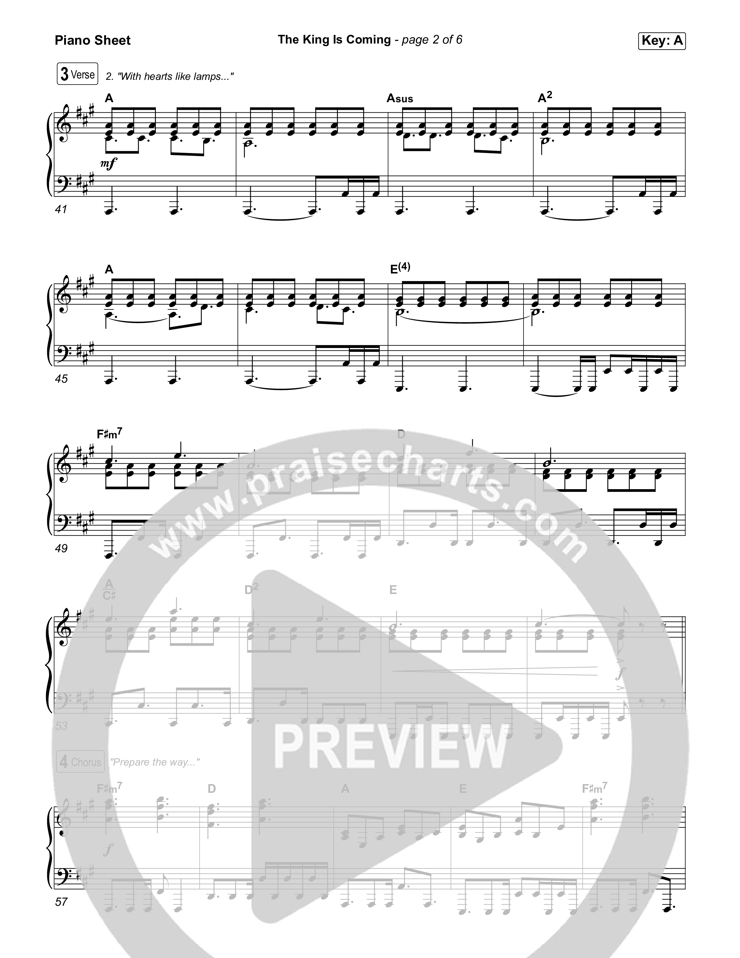 The King Is Coming (Choral Anthem SATB) Piano Sheet (Red Rocks Worship)