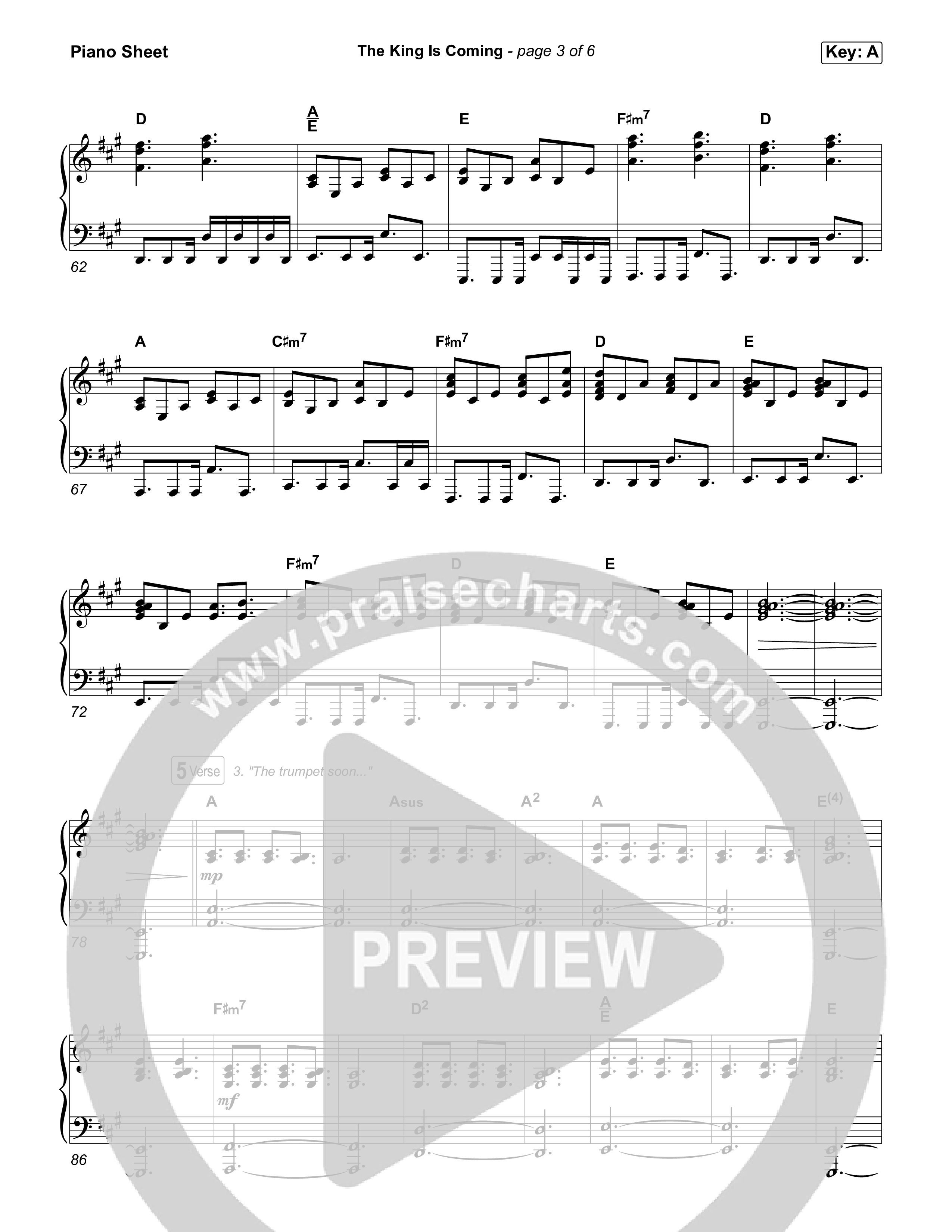 The King Is Coming (Choral Anthem SATB) Piano Sheet (Red Rocks Worship)