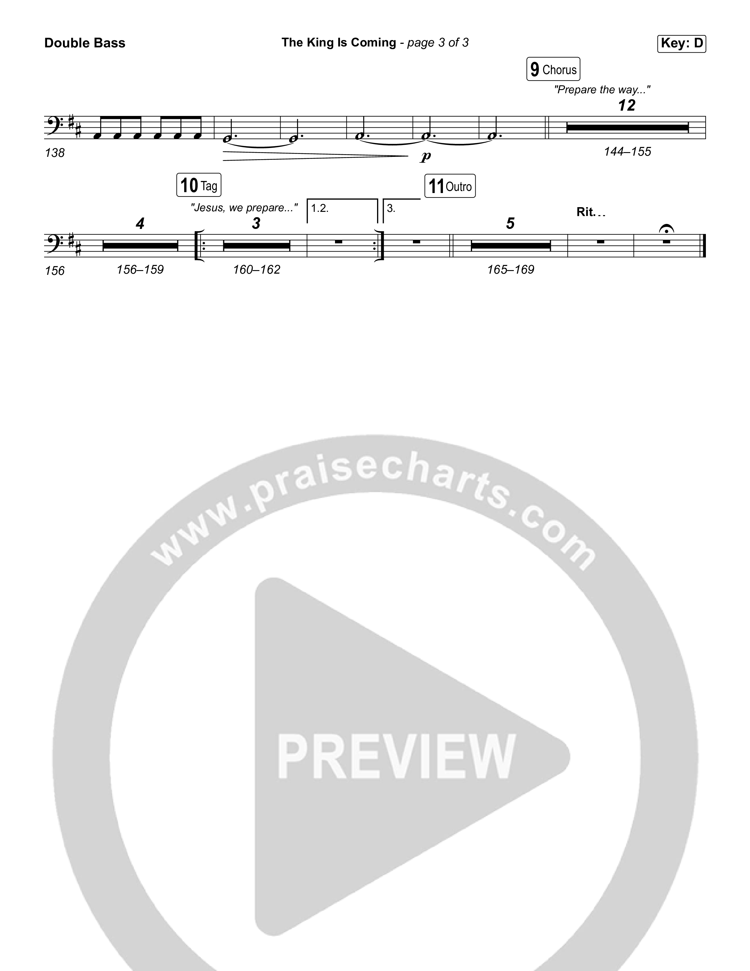 The King Is Coming (Worship Choir/SAB) Double Bass (Red Rocks Worship / Arr. Luke Gambill)