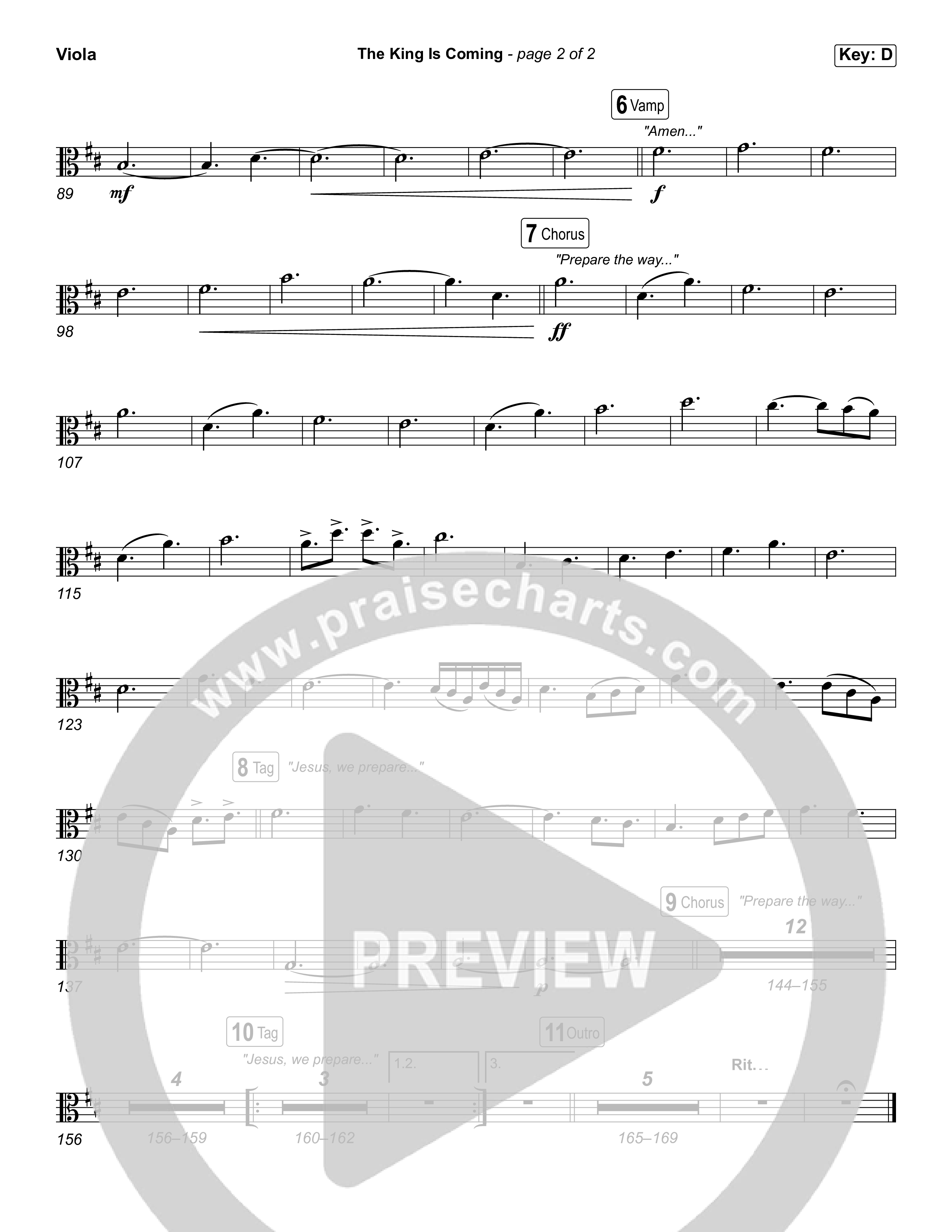 The King Is Coming (Worship Choir/SAB) Viola (Red Rocks Worship / Arr. Luke Gambill)