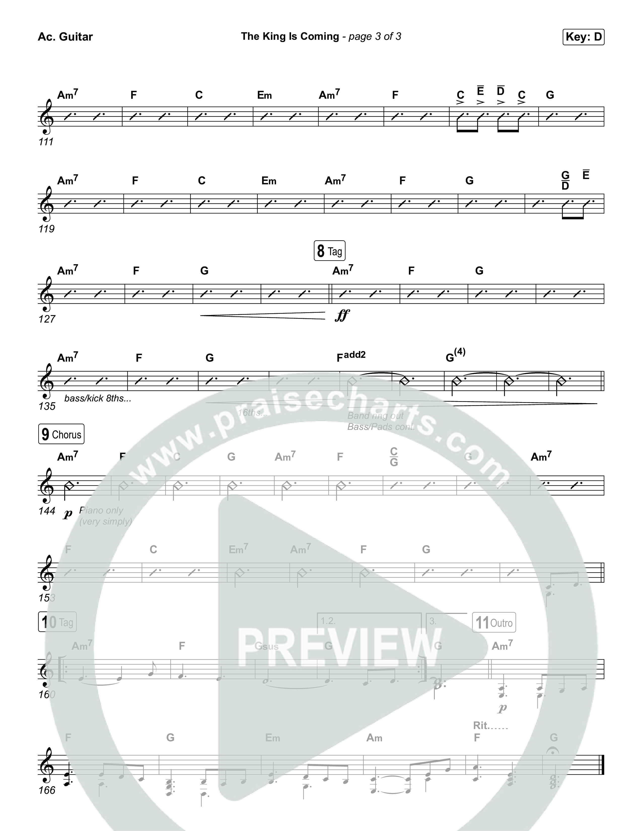 The King Is Coming (Unison/2-Part) Acoustic Guitar (Red Rocks Worship / Arr. Luke Gambill)