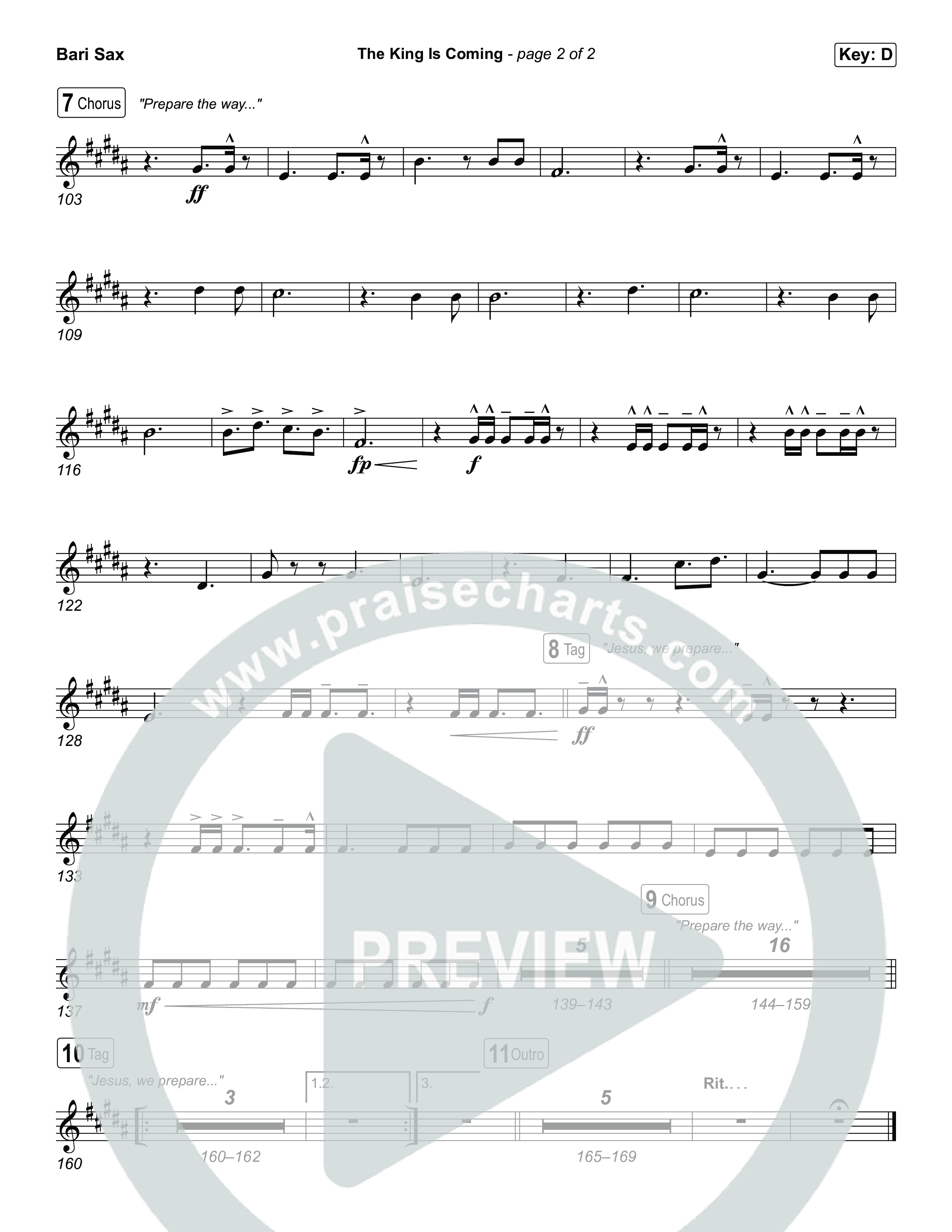 The King Is Coming (Unison/2-Part) Bari Sax (Red Rocks Worship / Arr. Luke Gambill)