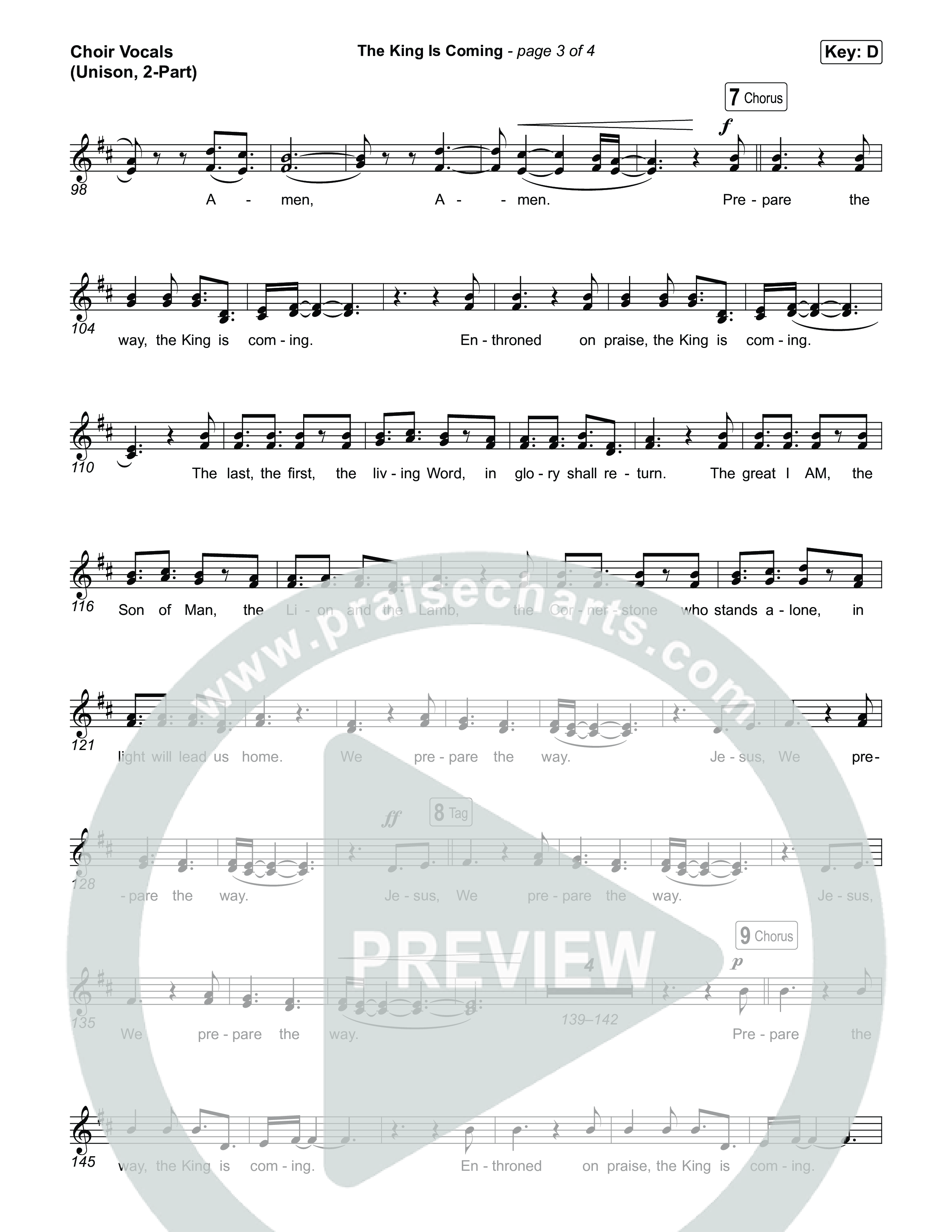 The King Is Coming (Unison/2-Part) Choir Vocals (Uni/2-Part) (Red Rocks Worship / Arr. Luke Gambill)