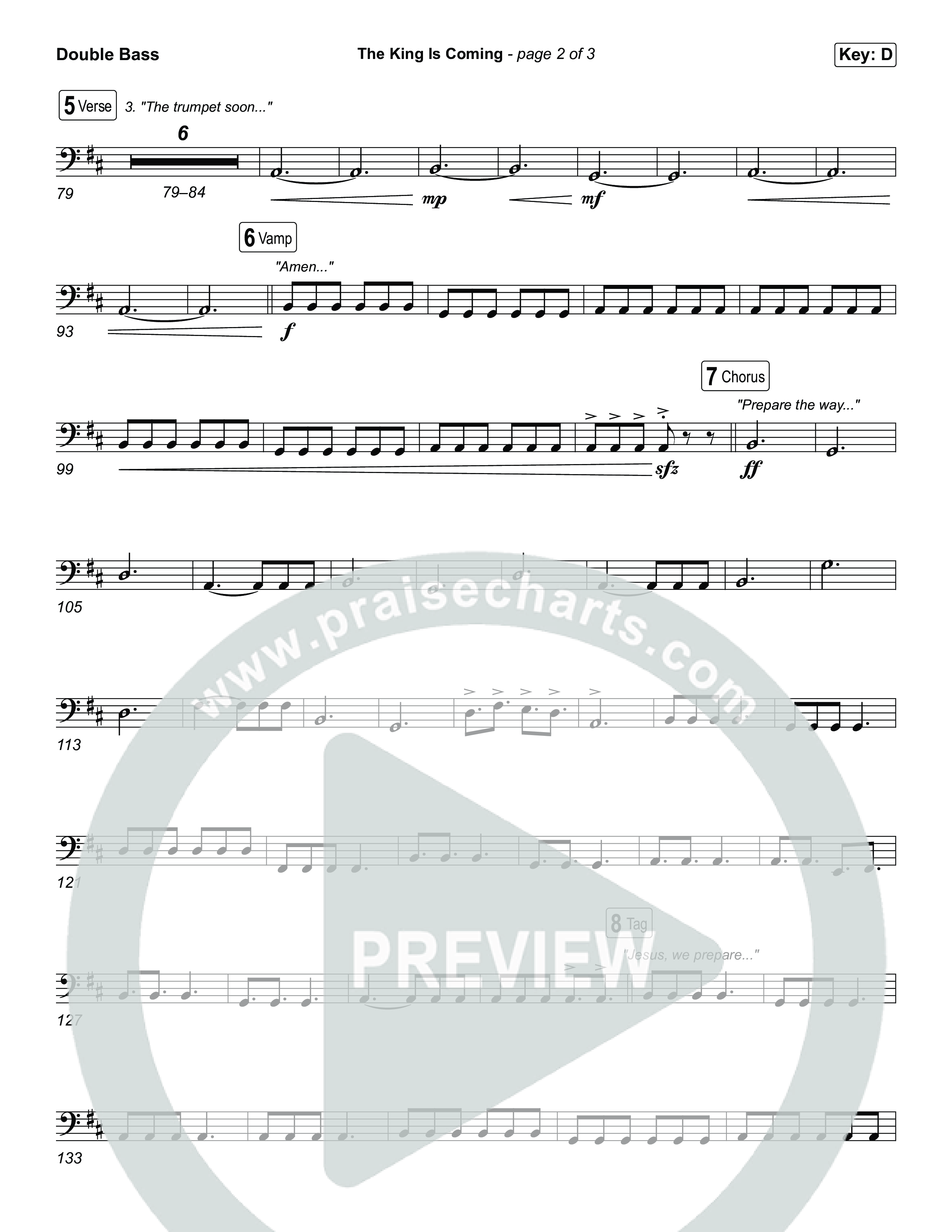 The King Is Coming (Unison/2-Part) Double Bass (Red Rocks Worship / Arr. Luke Gambill)