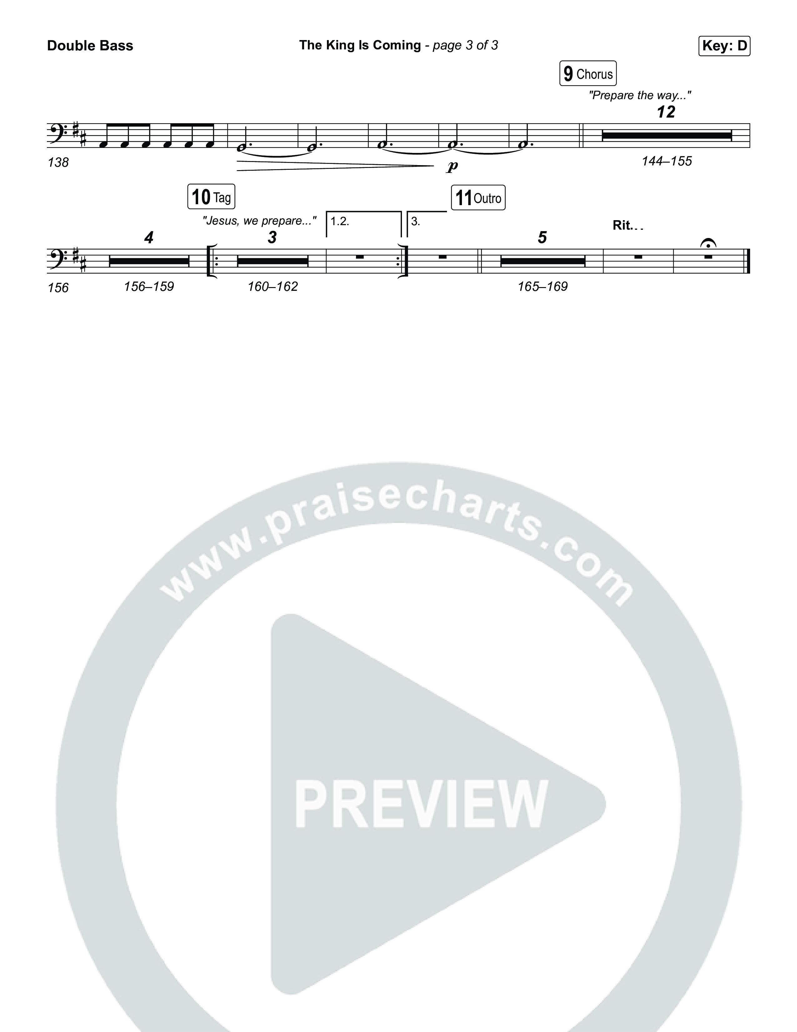 The King Is Coming (Unison/2-Part) Double Bass (Red Rocks Worship / Arr. Luke Gambill)