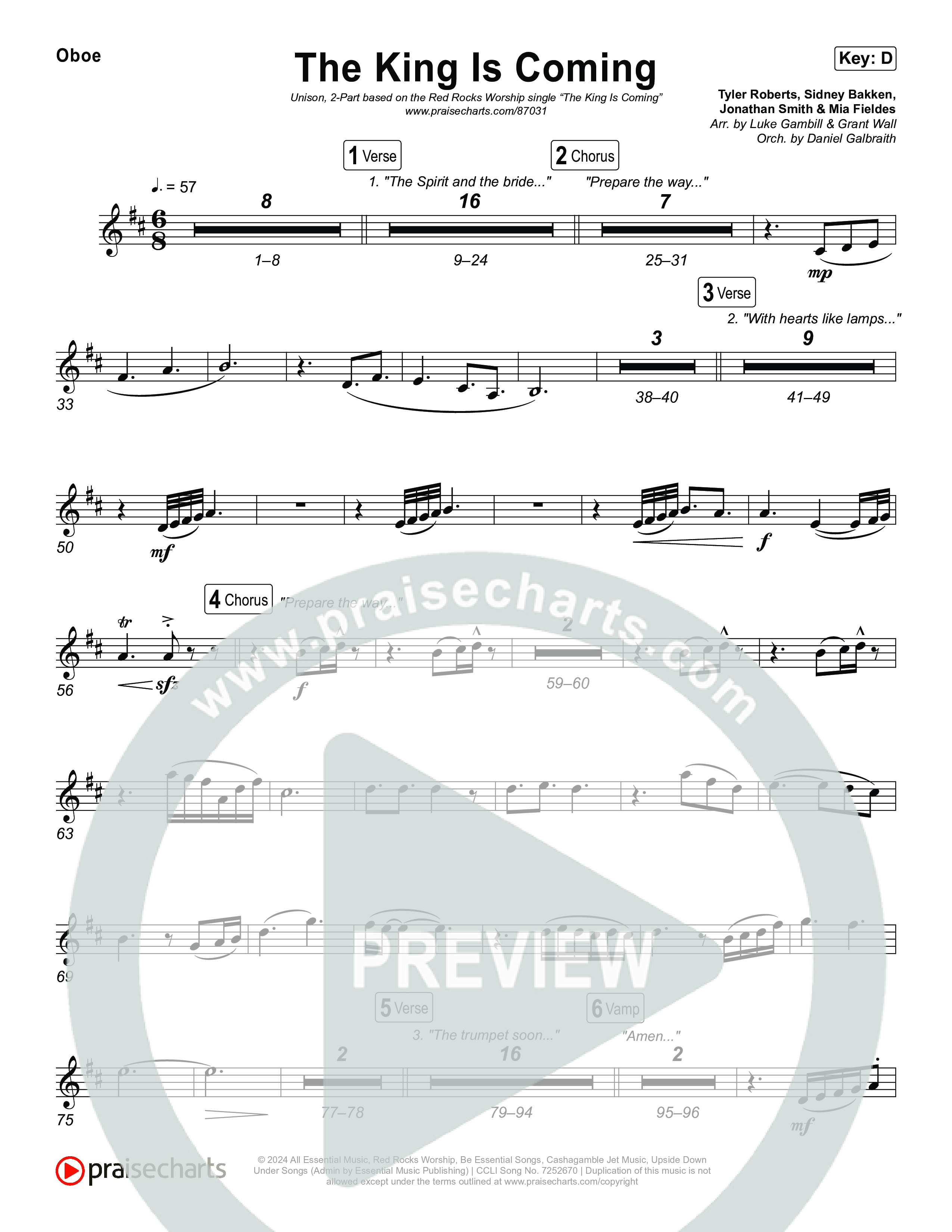 The King Is Coming (Unison/2-Part) Wind Pack (Red Rocks Worship / Arr. Luke Gambill)