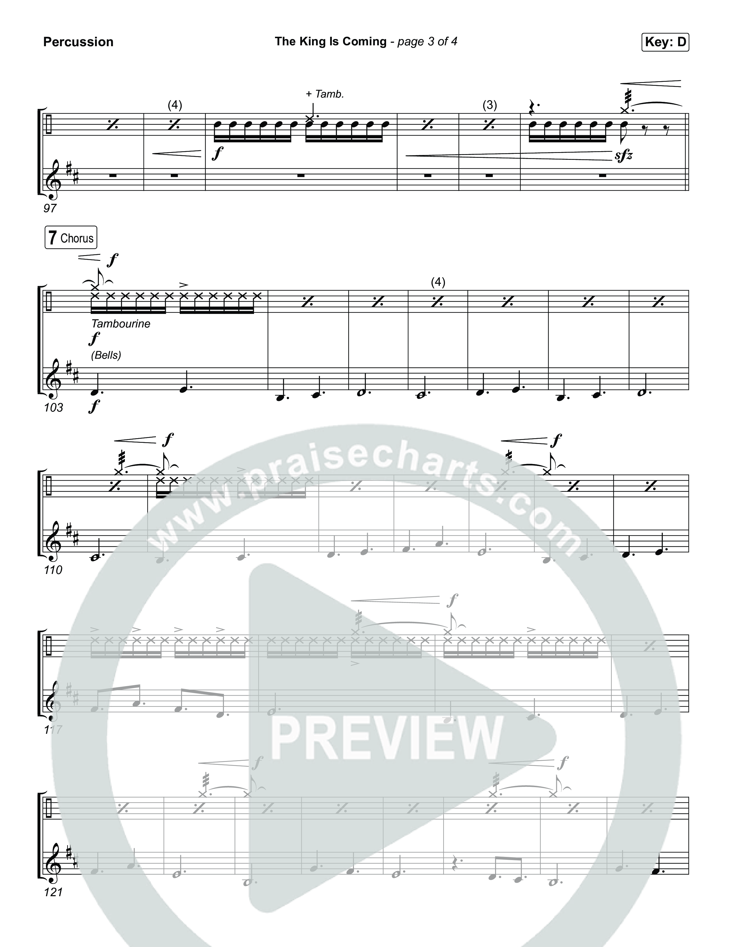 The King Is Coming (Unison/2-Part) Percussion (Red Rocks Worship / Arr. Luke Gambill)