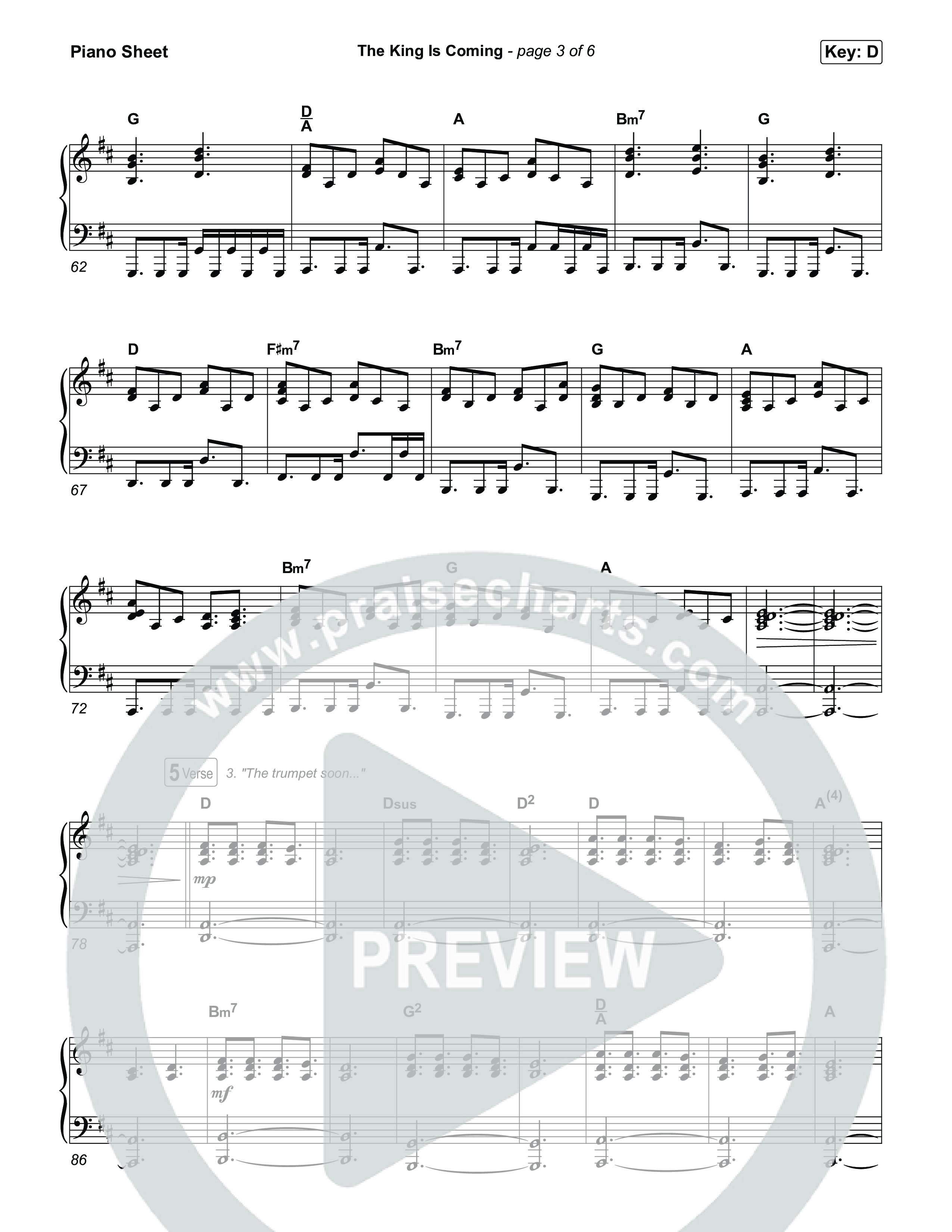 The King Is Coming (Unison/2-Part) Piano Sheet (Red Rocks Worship / Arr. Luke Gambill)