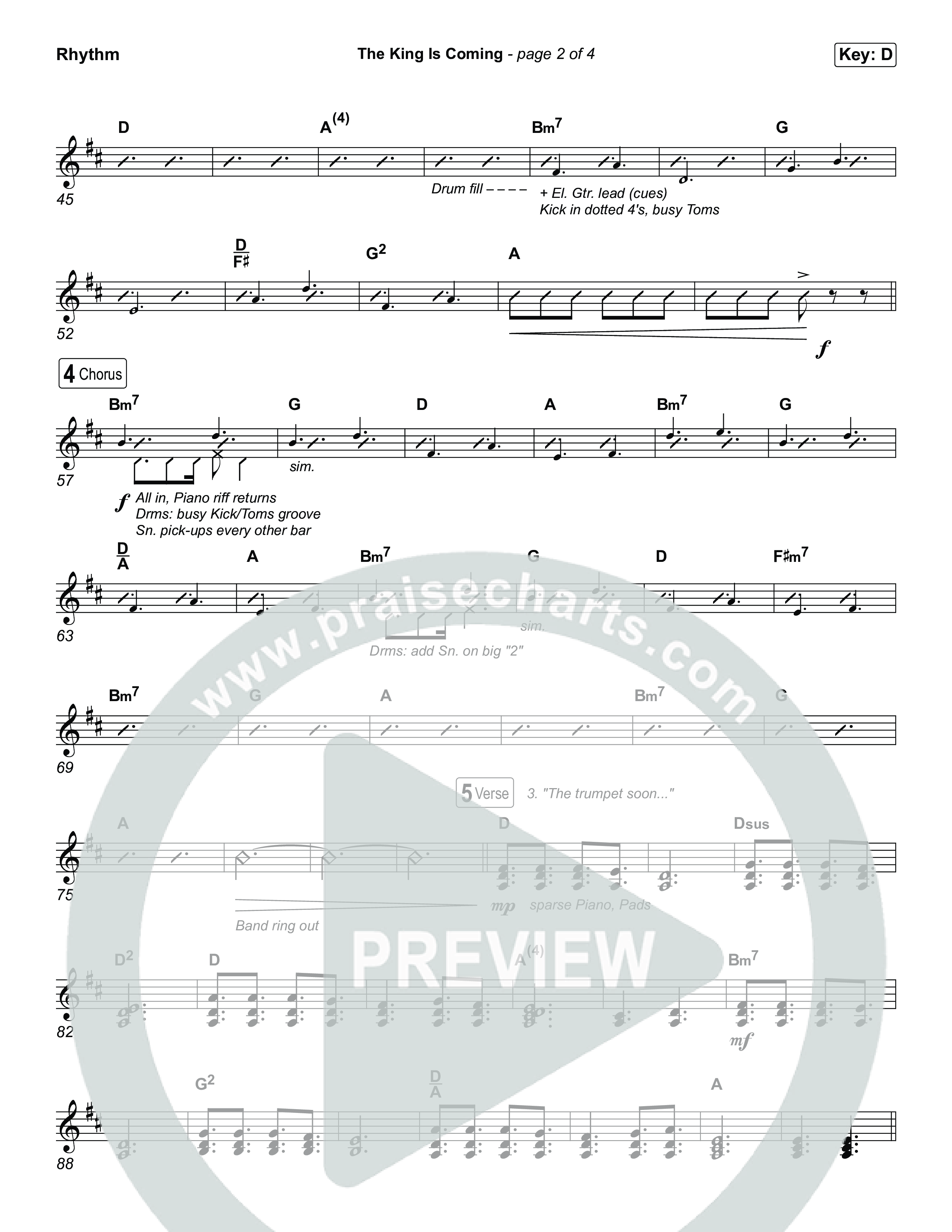 The King Is Coming (Unison/2-Part) Rhythm Chart (Red Rocks Worship / Arr. Luke Gambill)