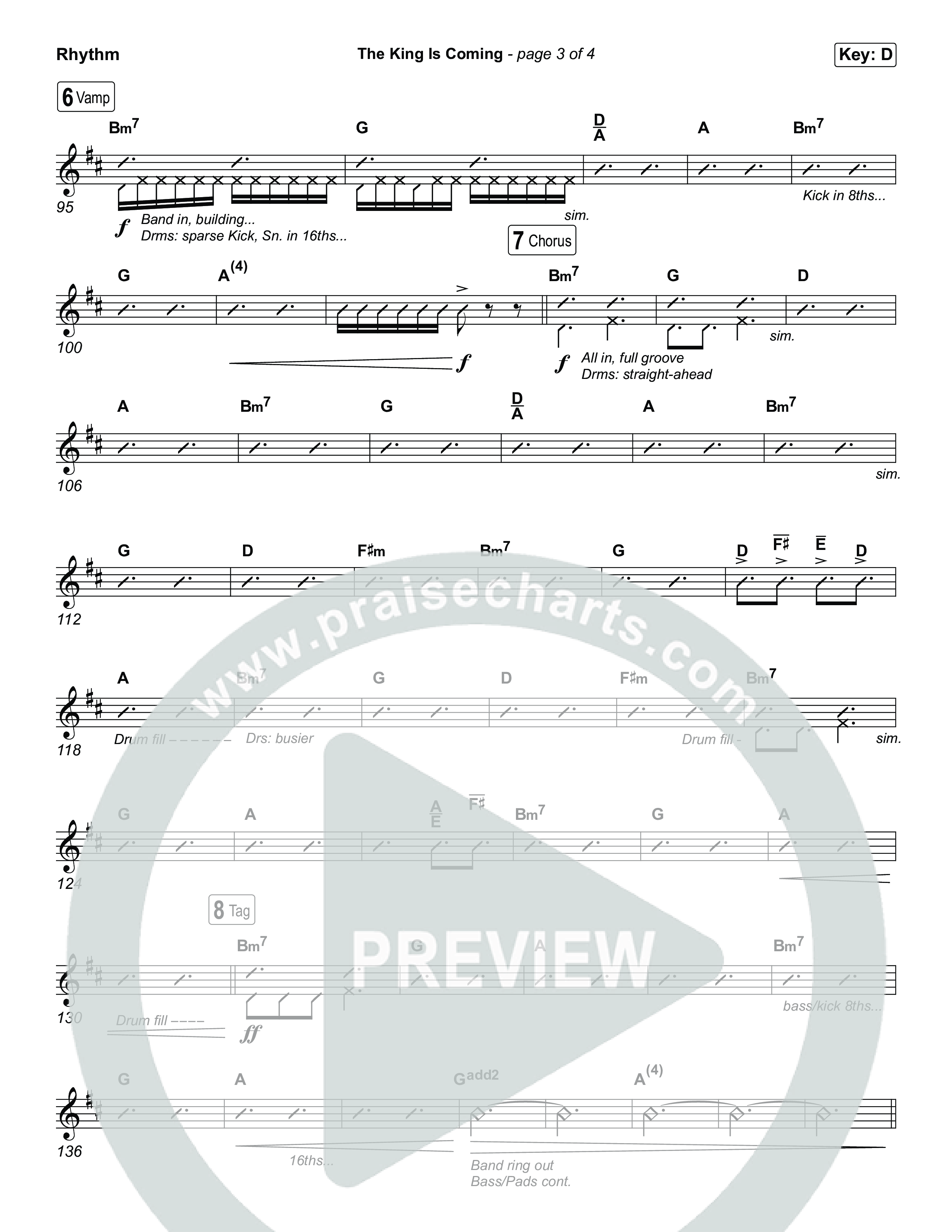 The King Is Coming (Unison/2-Part) Rhythm Chart (Red Rocks Worship / Arr. Luke Gambill)