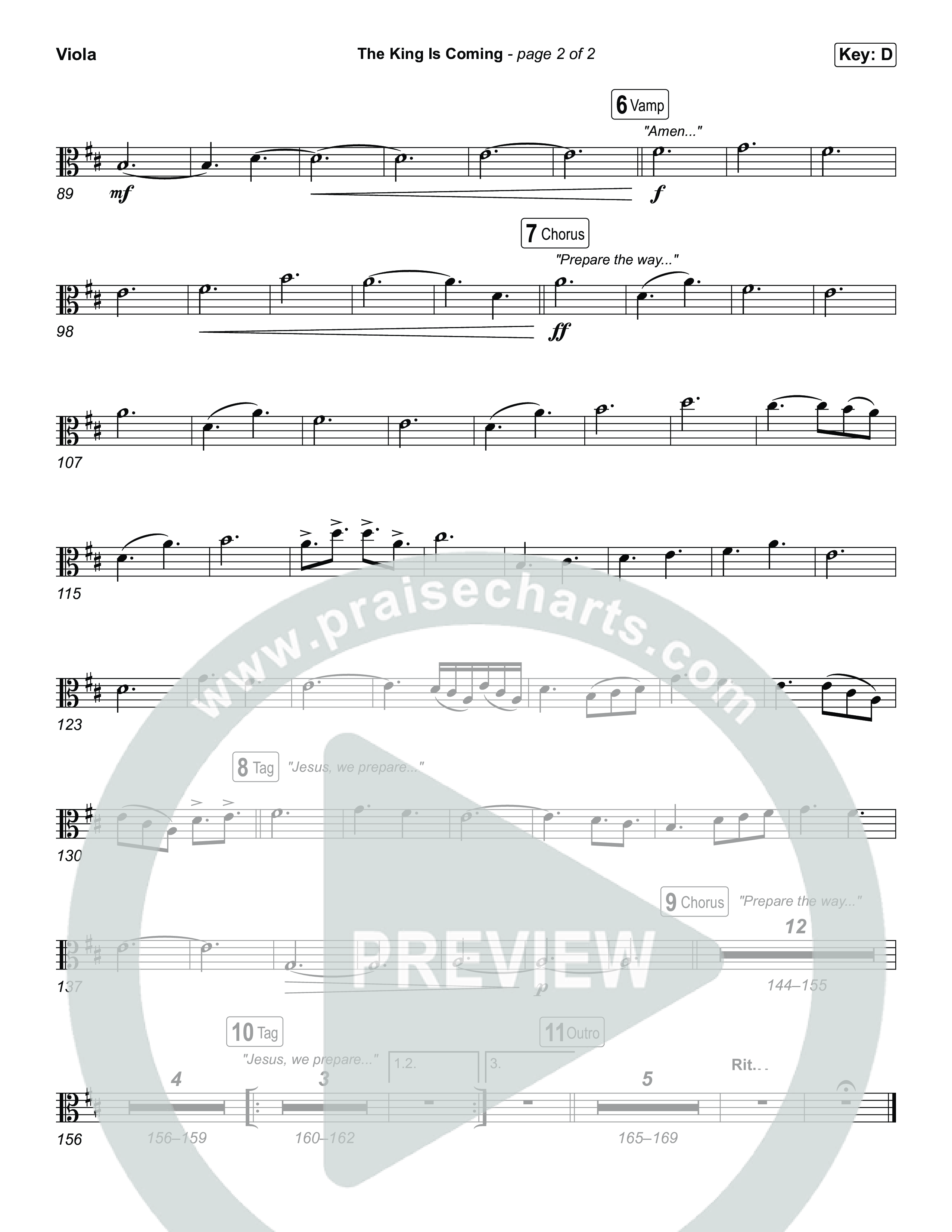 The King Is Coming (Unison/2-Part) Viola (Red Rocks Worship / Arr. Luke Gambill)