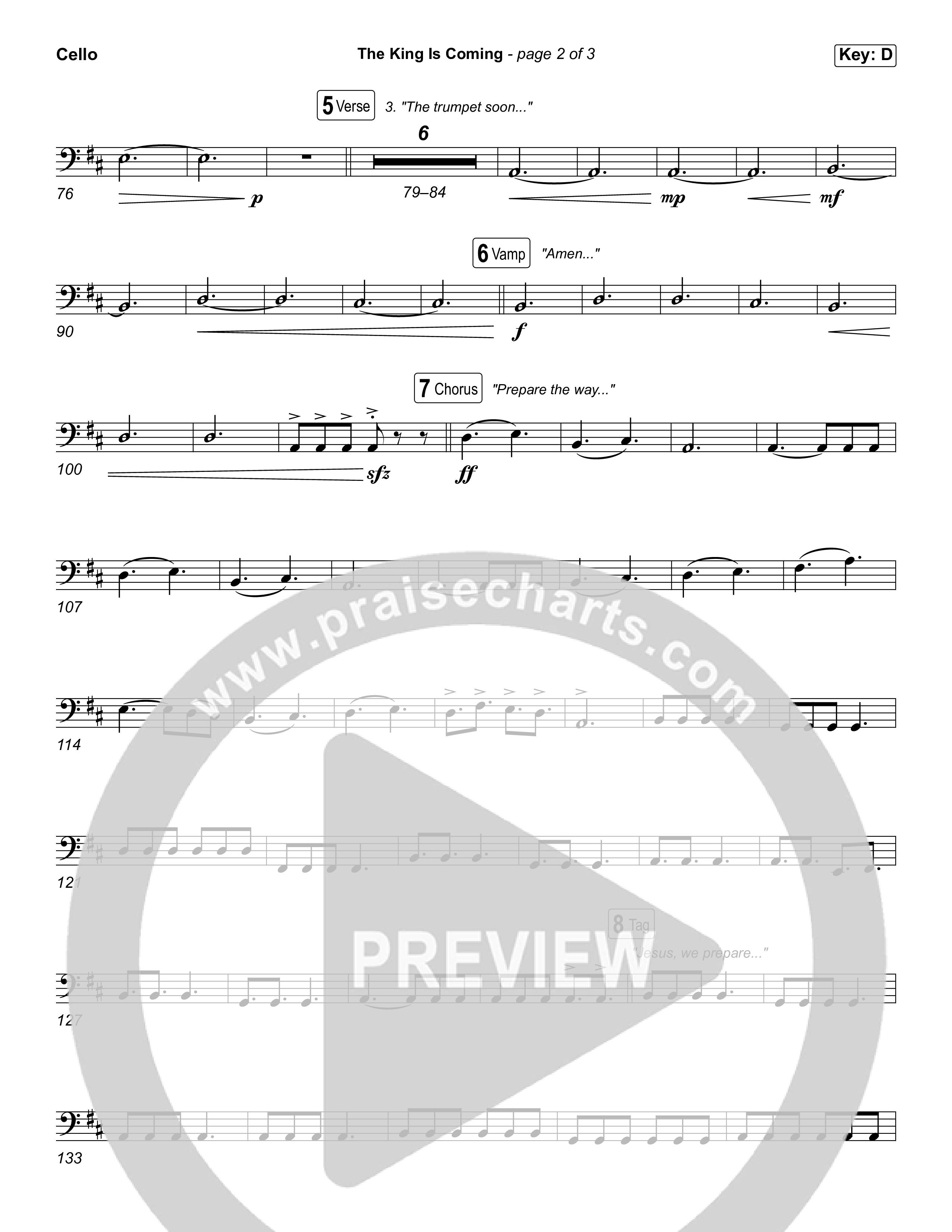 The King Is Coming (Sing It Now) Cello (Red Rocks Worship / Arr. Luke Gambill)