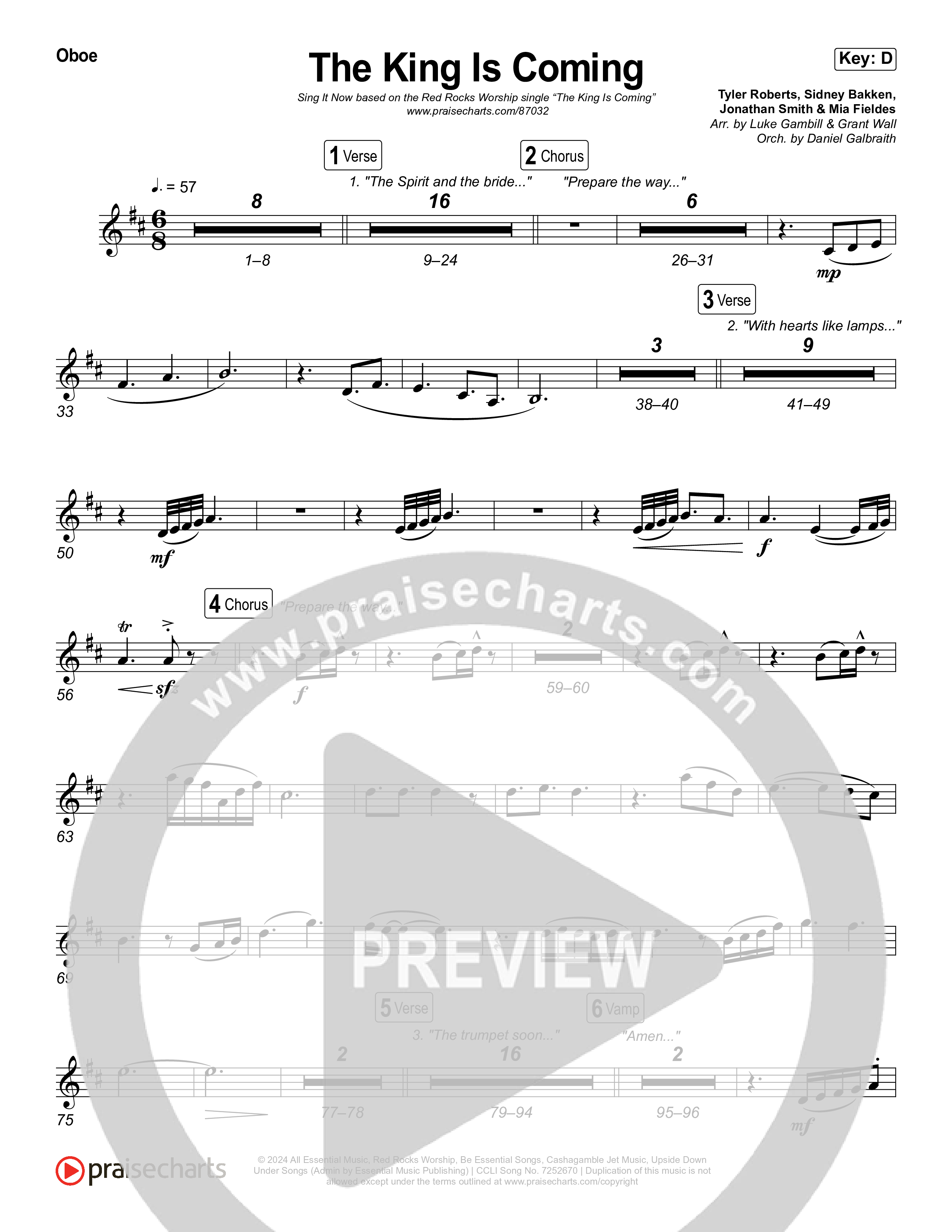 The King Is Coming (Sing It Now) Oboe (Red Rocks Worship / Arr. Luke Gambill)