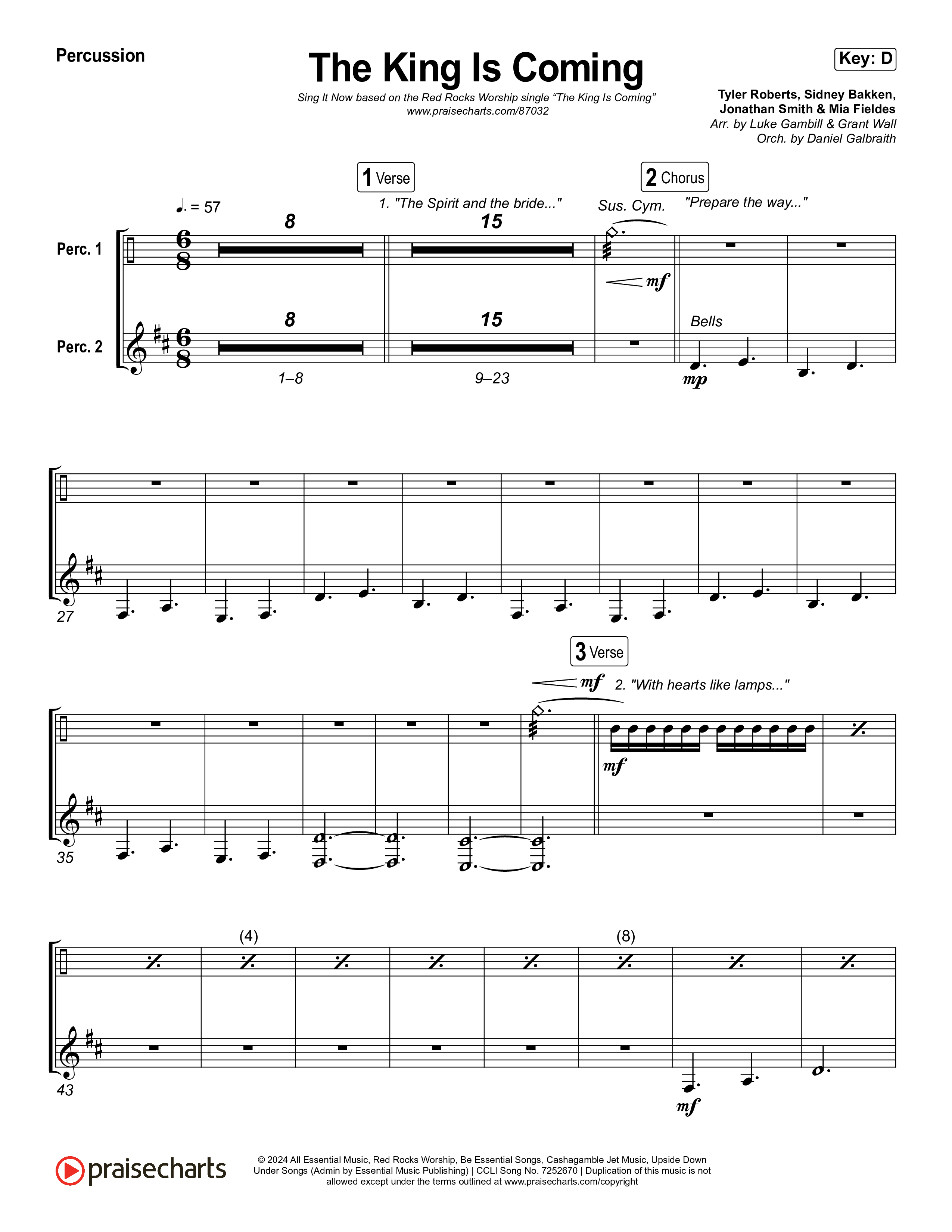 The King Is Coming (Sing It Now) Percussion (Red Rocks Worship / Arr. Luke Gambill)