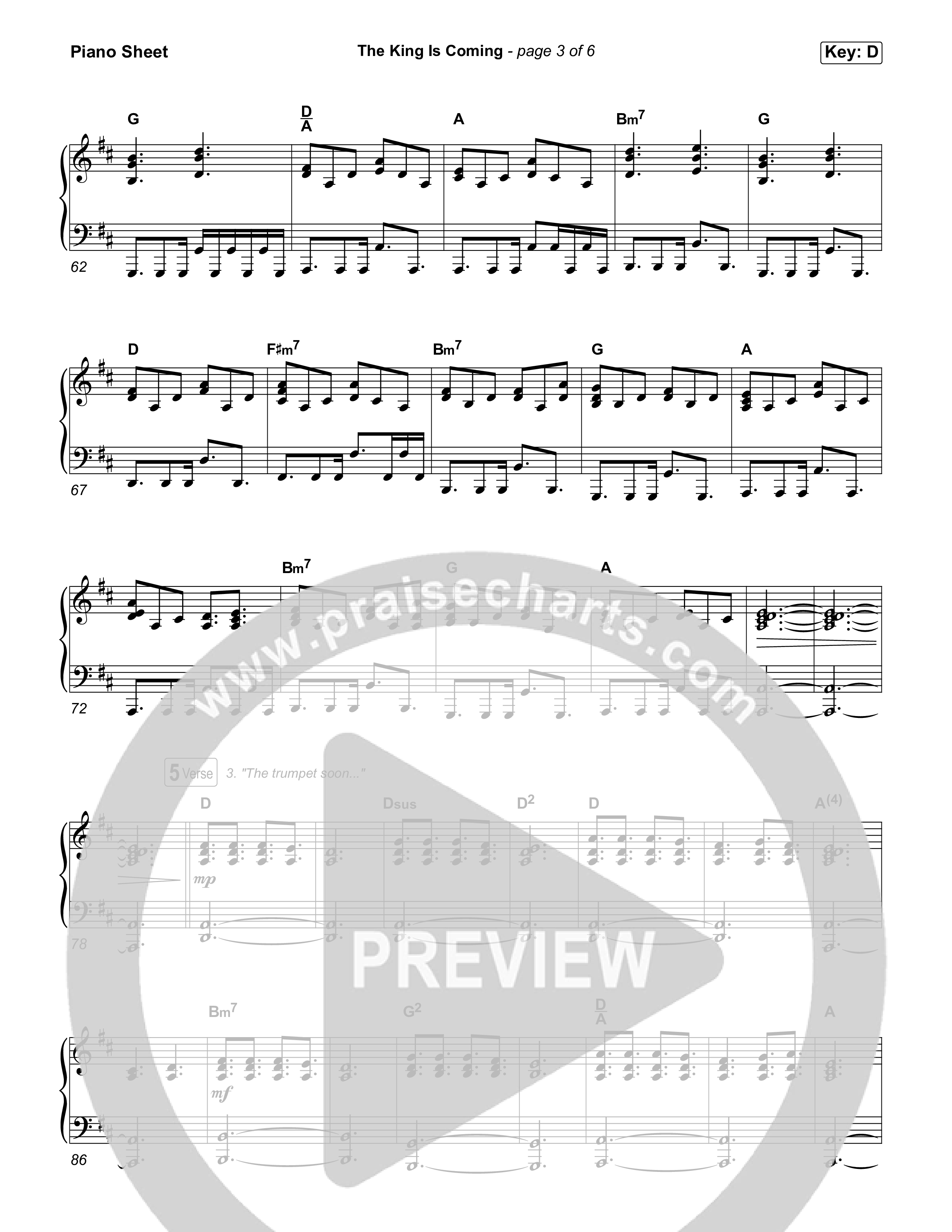 The King Is Coming (Sing It Now) Piano Sheet (Red Rocks Worship / Arr. Luke Gambill)