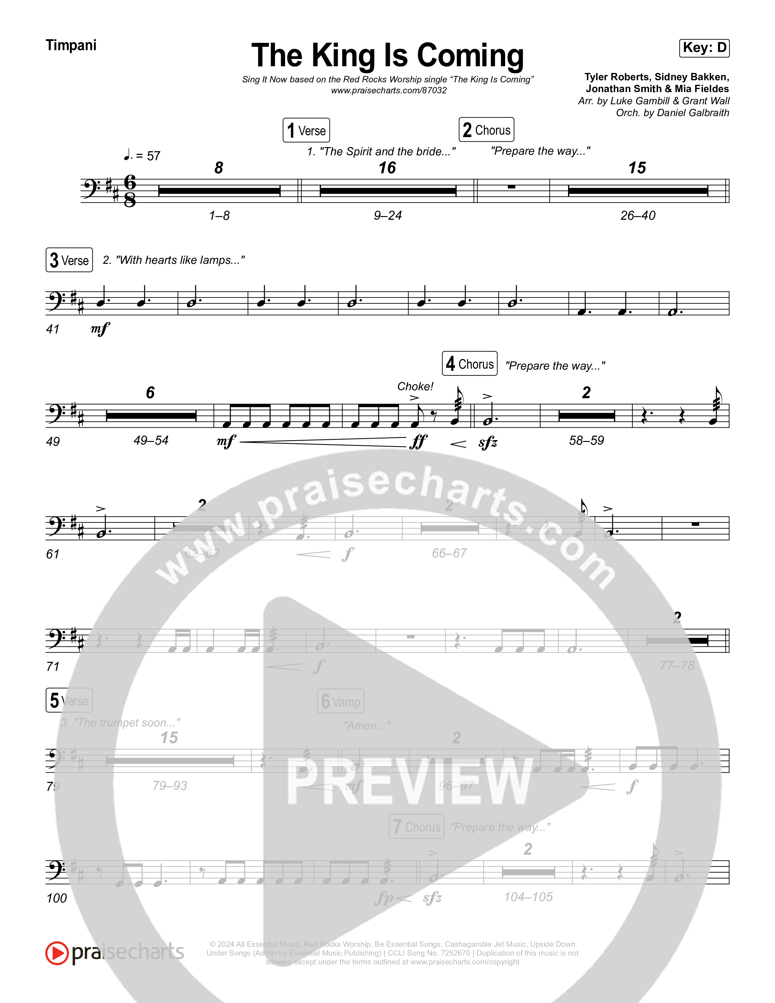 The King Is Coming (Sing It Now) Timpani (Red Rocks Worship / Arr. Luke Gambill)