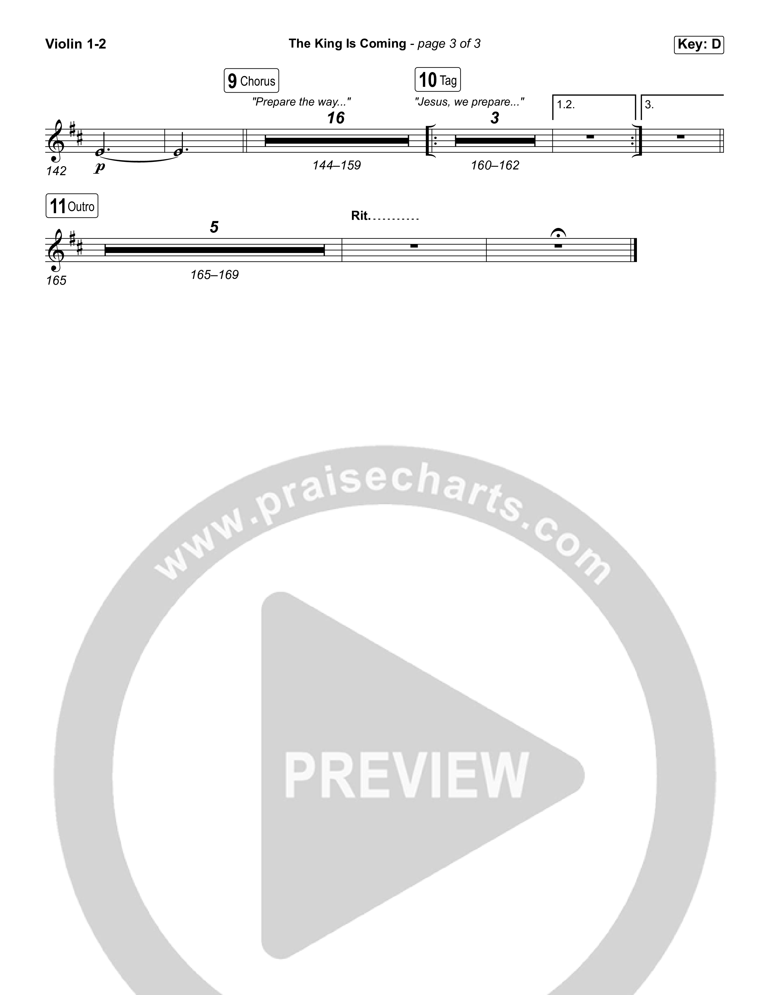 The King Is Coming (Sing It Now) Violin 1/2 (Red Rocks Worship / Arr. Luke Gambill)