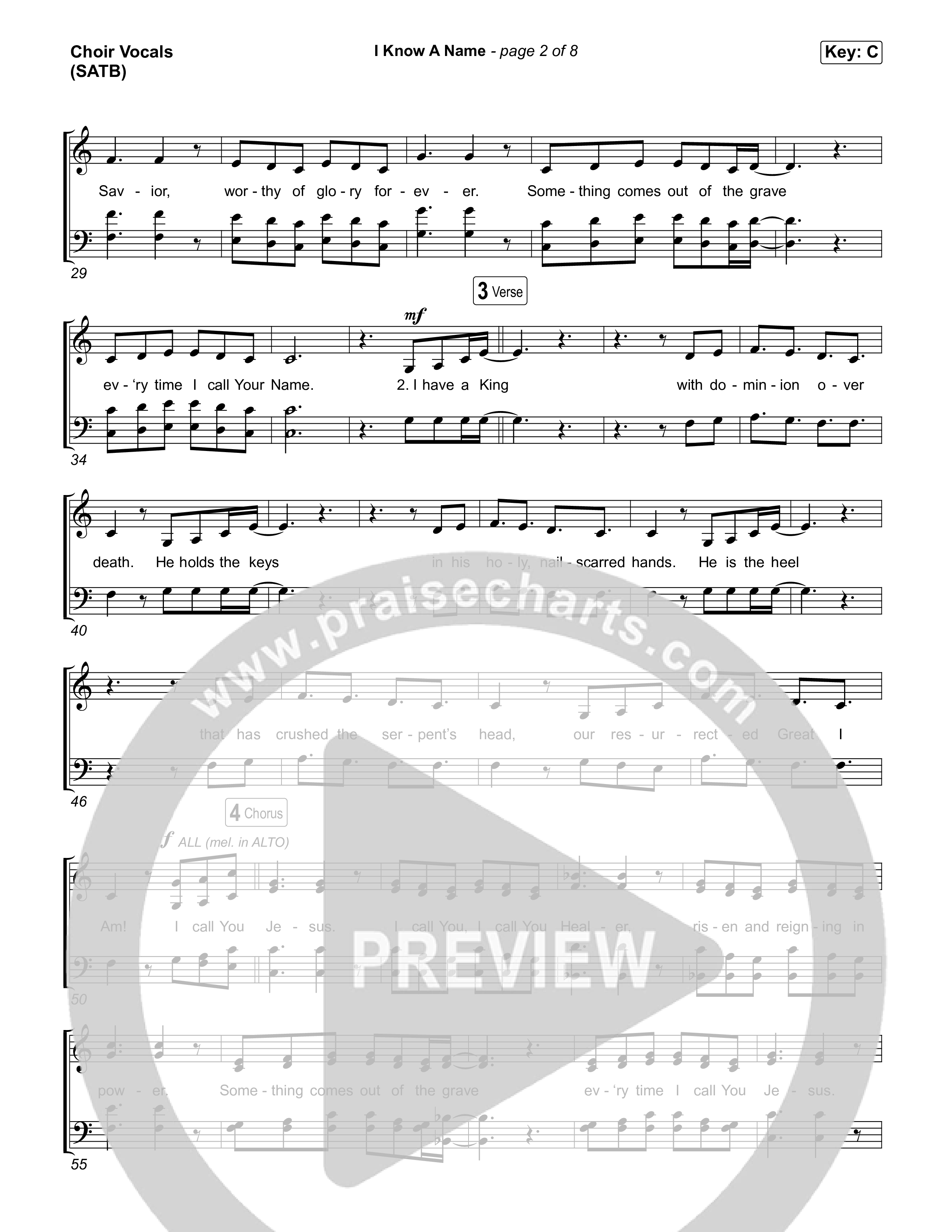 I Know A Name (Choral Anthem SATB) Choir Sheet (SATB) (Elevation Worship / Chris Brown / Brandon Lake / Arr. Luke Gambill)