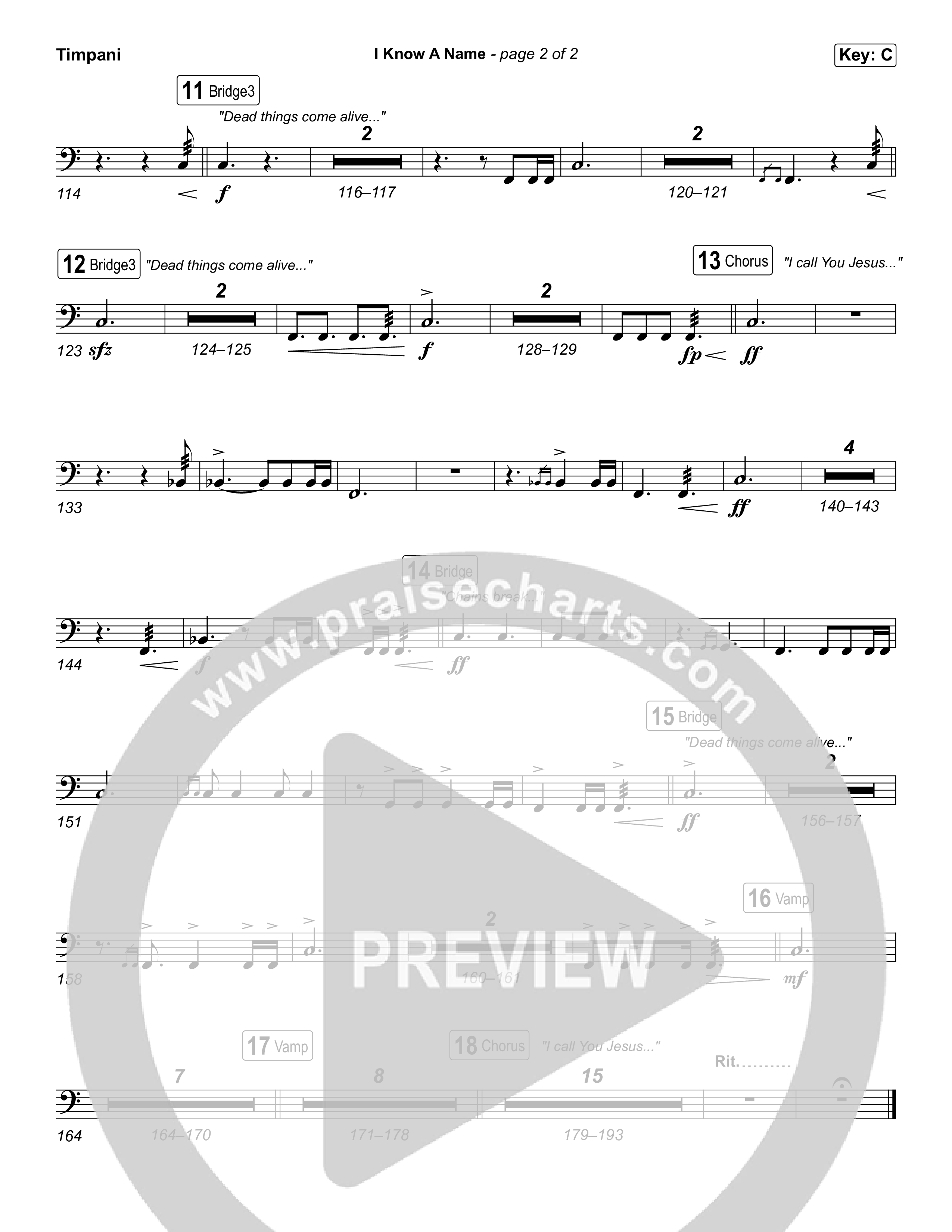 I Know A Name (Choral Anthem SATB) Timpani (Elevation Worship / Chris Brown / Brandon Lake / Arr. Luke Gambill)