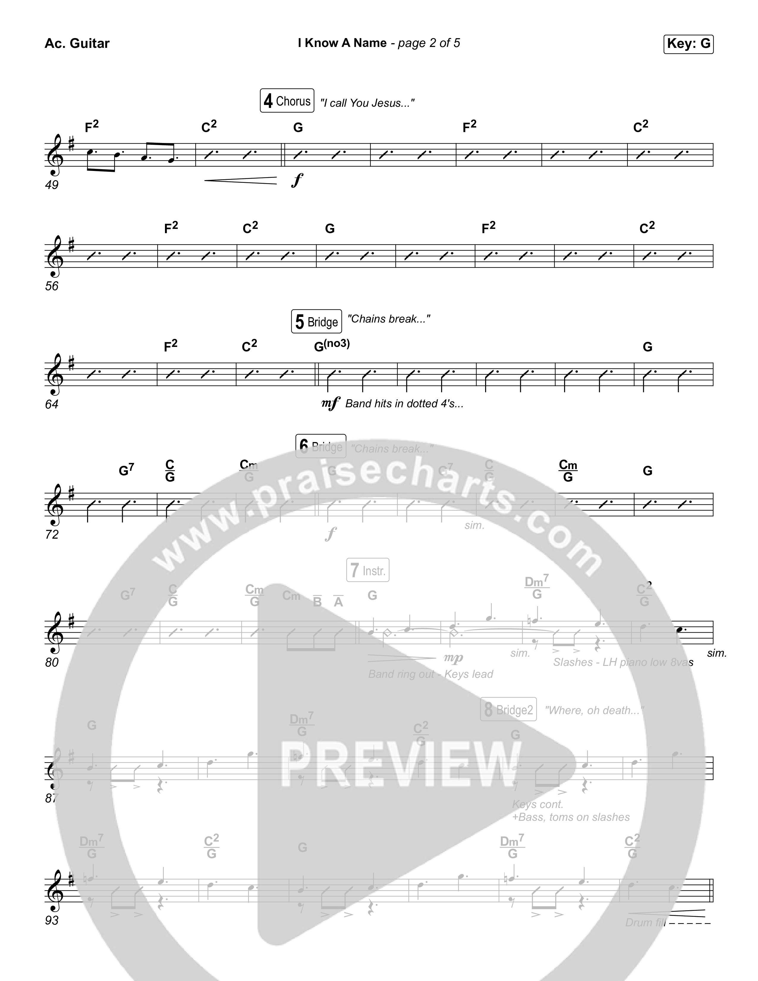 I Know A Name (Worship Choir/SAB) Acoustic Guitar (Elevation Worship / Chris Brown / Brandon Lake / Arr. Luke Gambill)