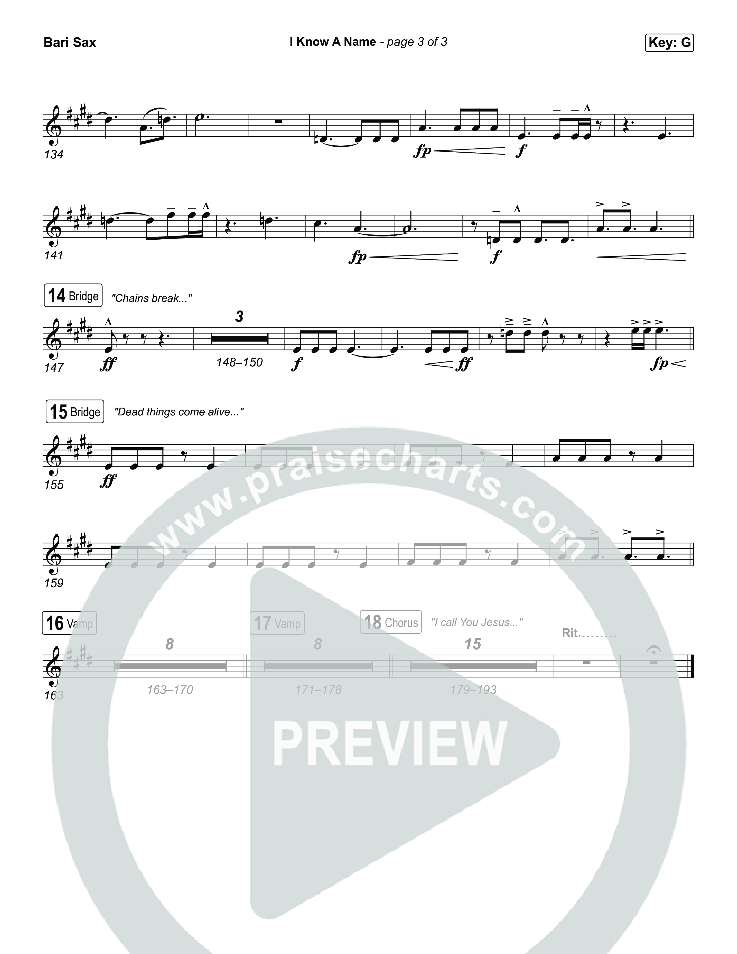 I Know A Name (Worship Choir/SAB) Bari Sax (Elevation Worship / Chris Brown / Brandon Lake / Arr. Luke Gambill)