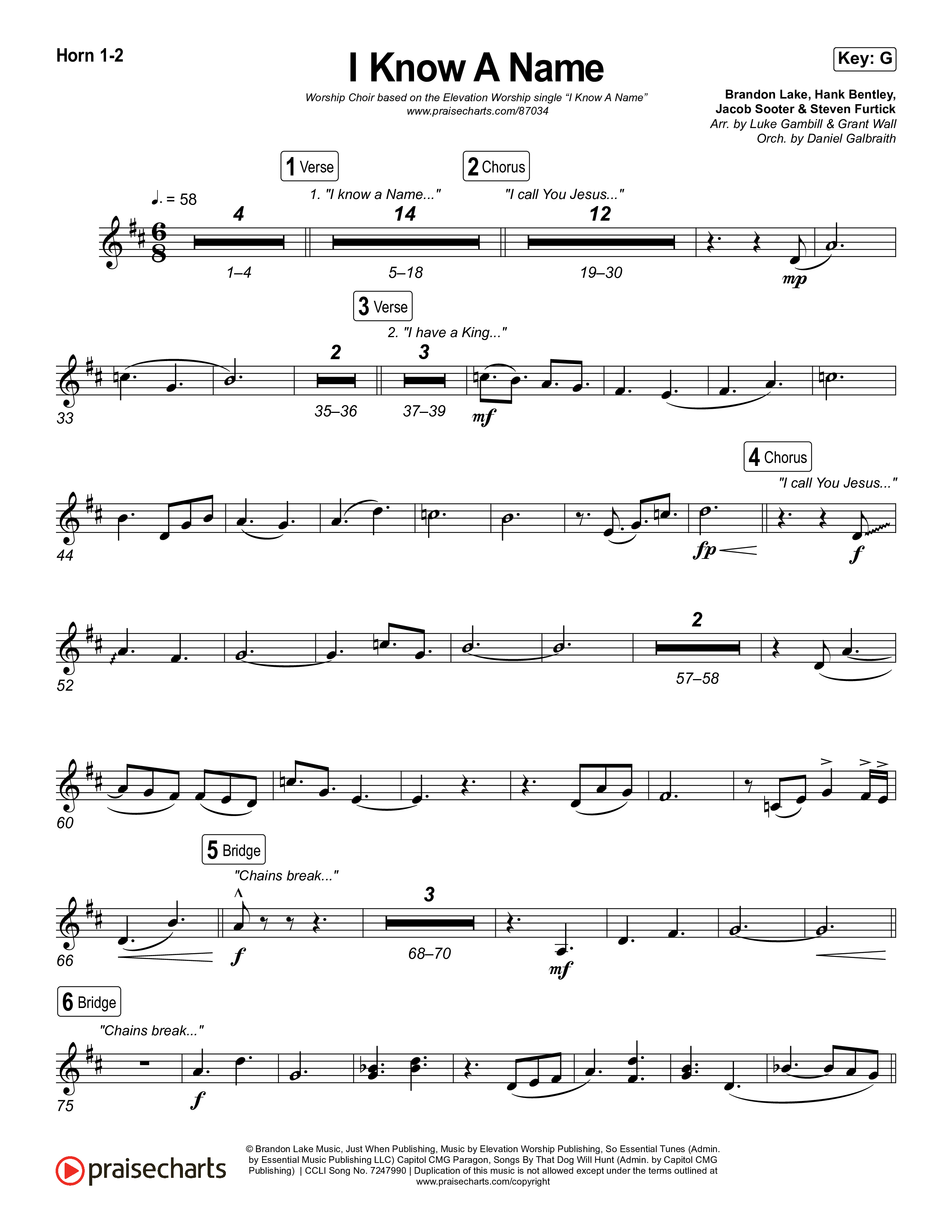 I Know A Name (Worship Choir/SAB) Brass Pack (Elevation Worship / Chris Brown / Brandon Lake / Arr. Luke Gambill)
