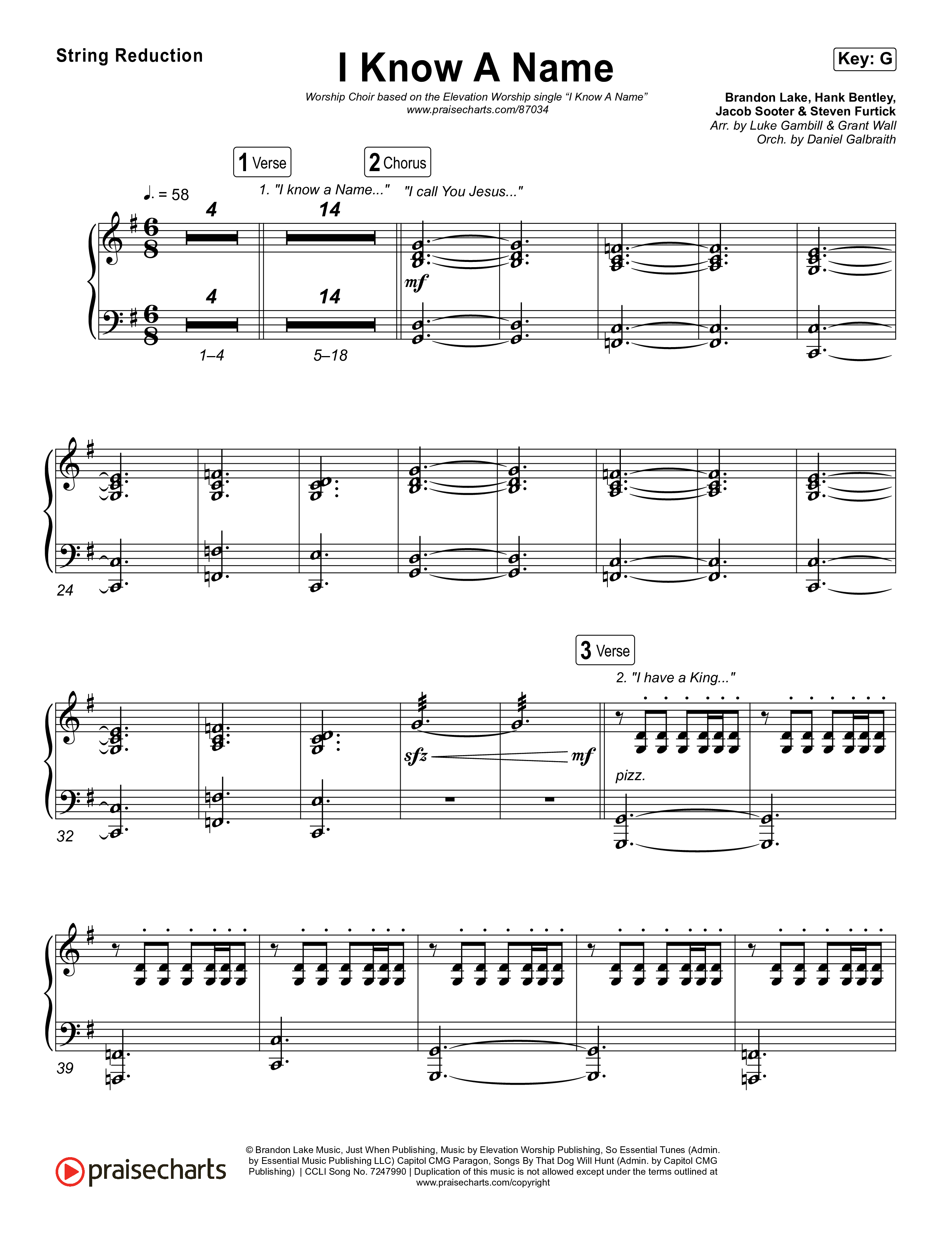 I Know A Name (Worship Choir/SAB) String Reduction (Elevation Worship / Chris Brown / Brandon Lake / Arr. Luke Gambill)