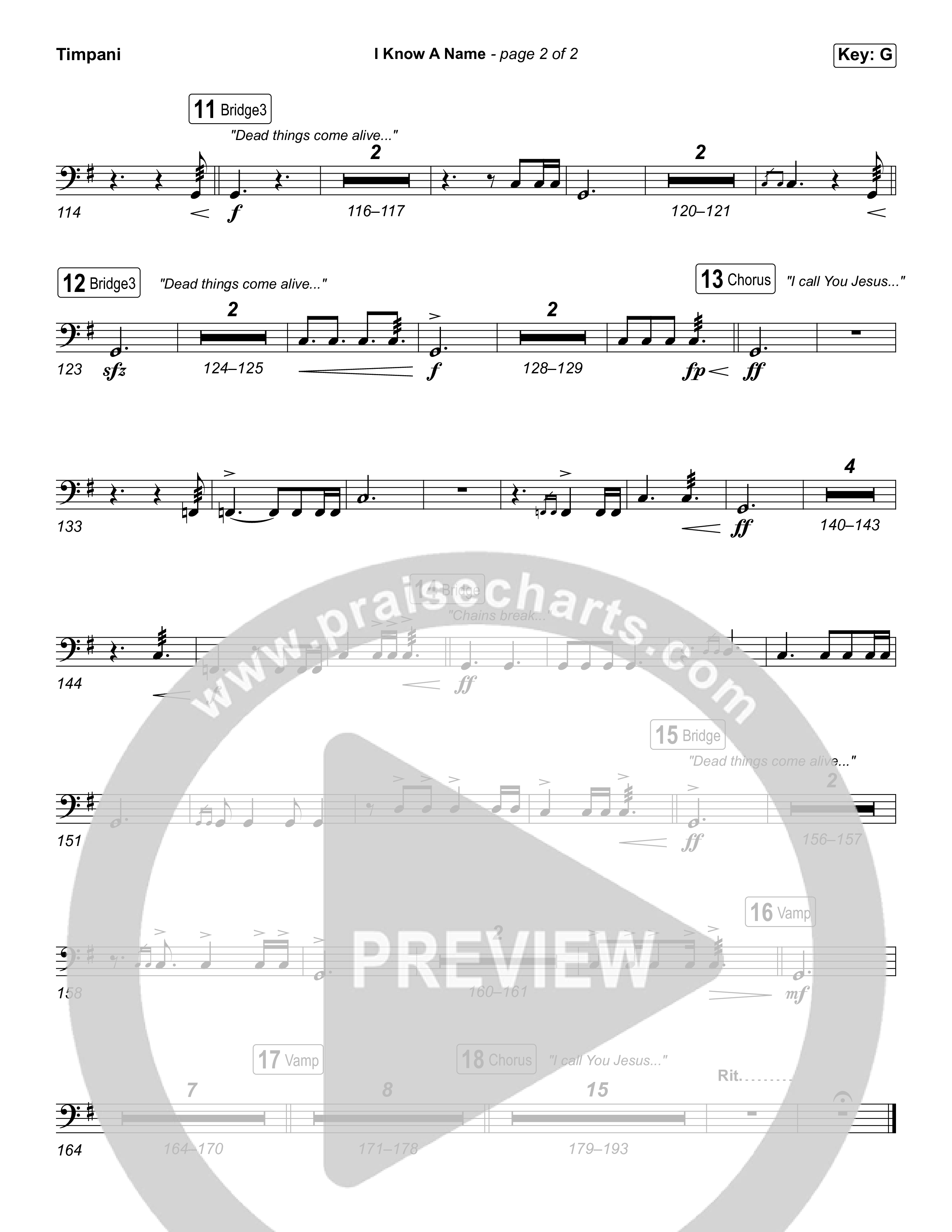 I Know A Name (Worship Choir/SAB) Timpani (Elevation Worship / Chris Brown / Brandon Lake / Arr. Luke Gambill)