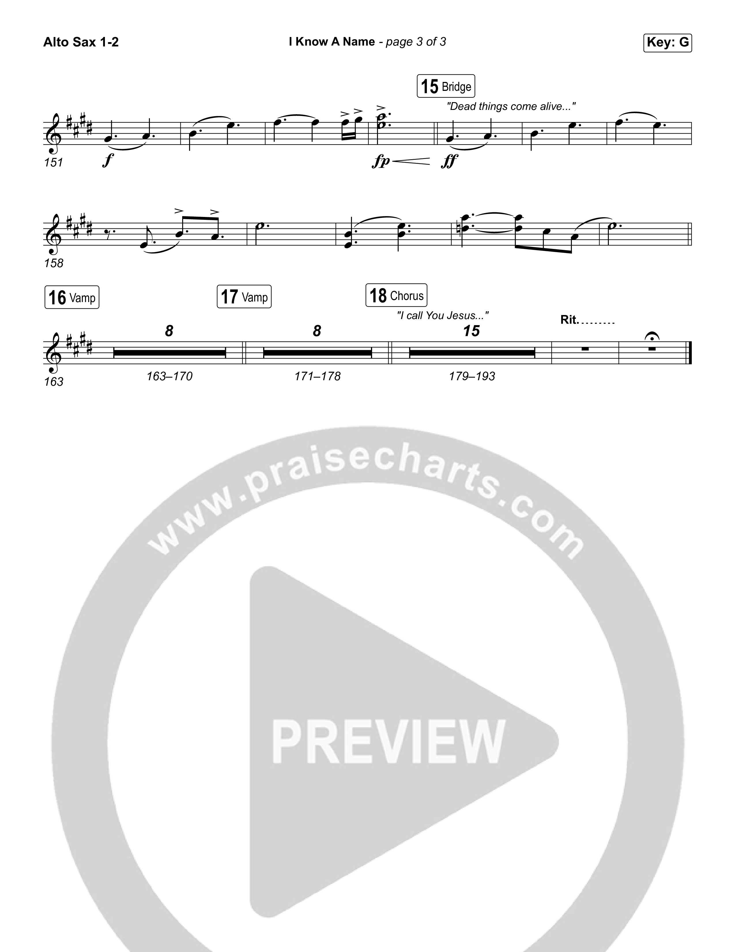 I Know A Name (Sing It Now) Alto Sax 1/2 (Elevation Worship / Chris Brown / Brandon Lake / Arr. Luke Gambill)