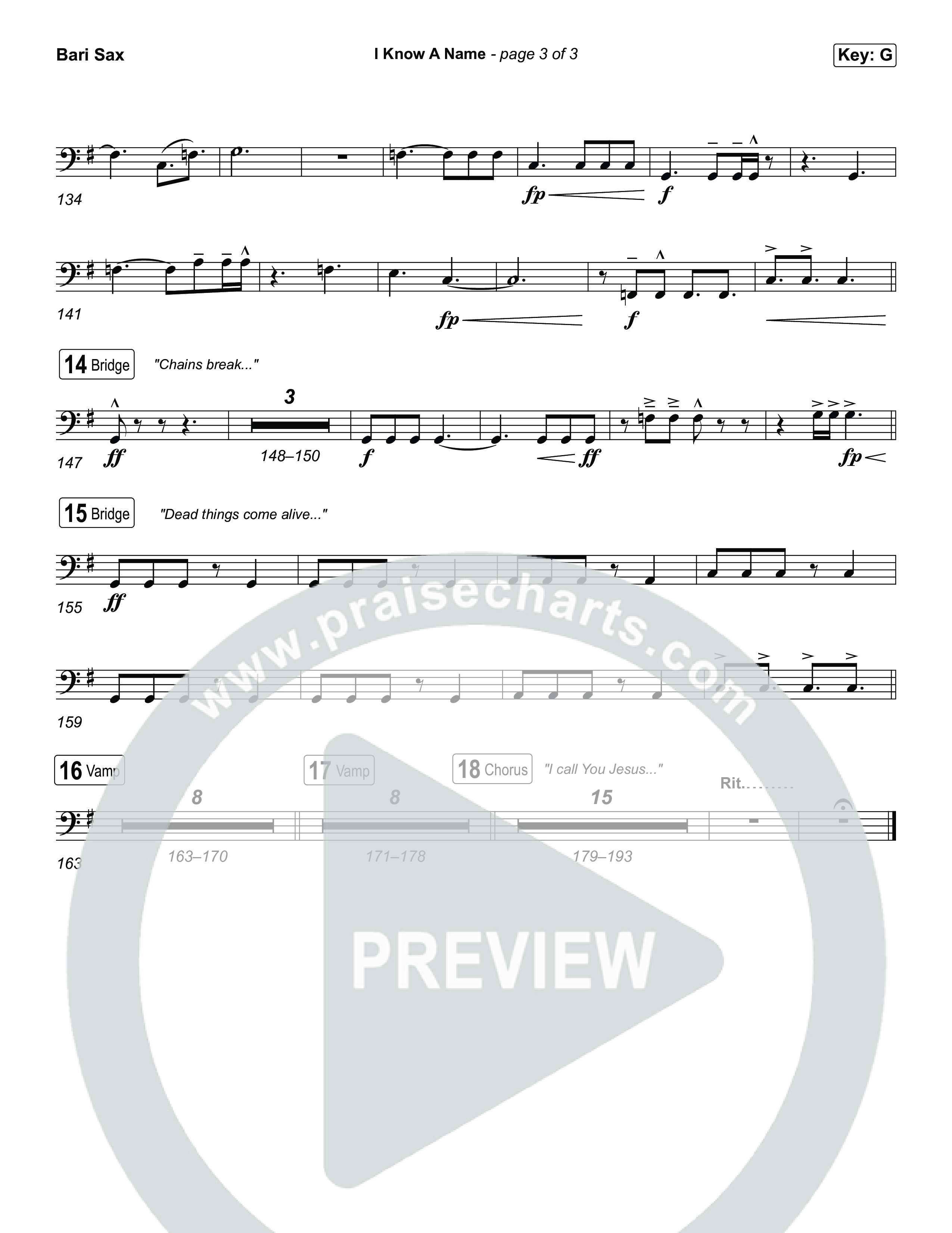 I Know A Name (Sing It Now) Bari Sax (Elevation Worship / Chris Brown / Brandon Lake / Arr. Luke Gambill)