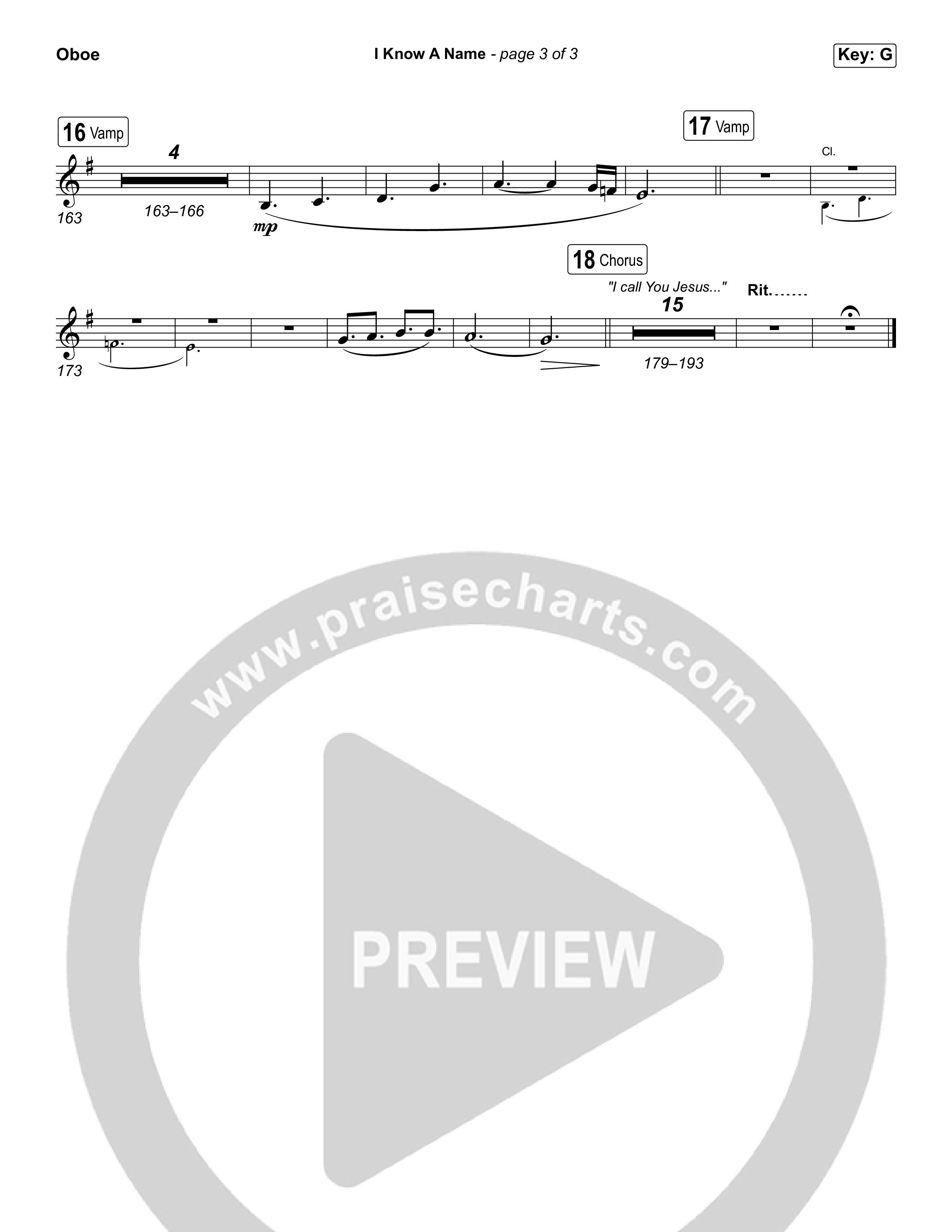 I Know A Name (Sing It Now) Oboe (Elevation Worship / Chris Brown / Brandon Lake / Arr. Luke Gambill)