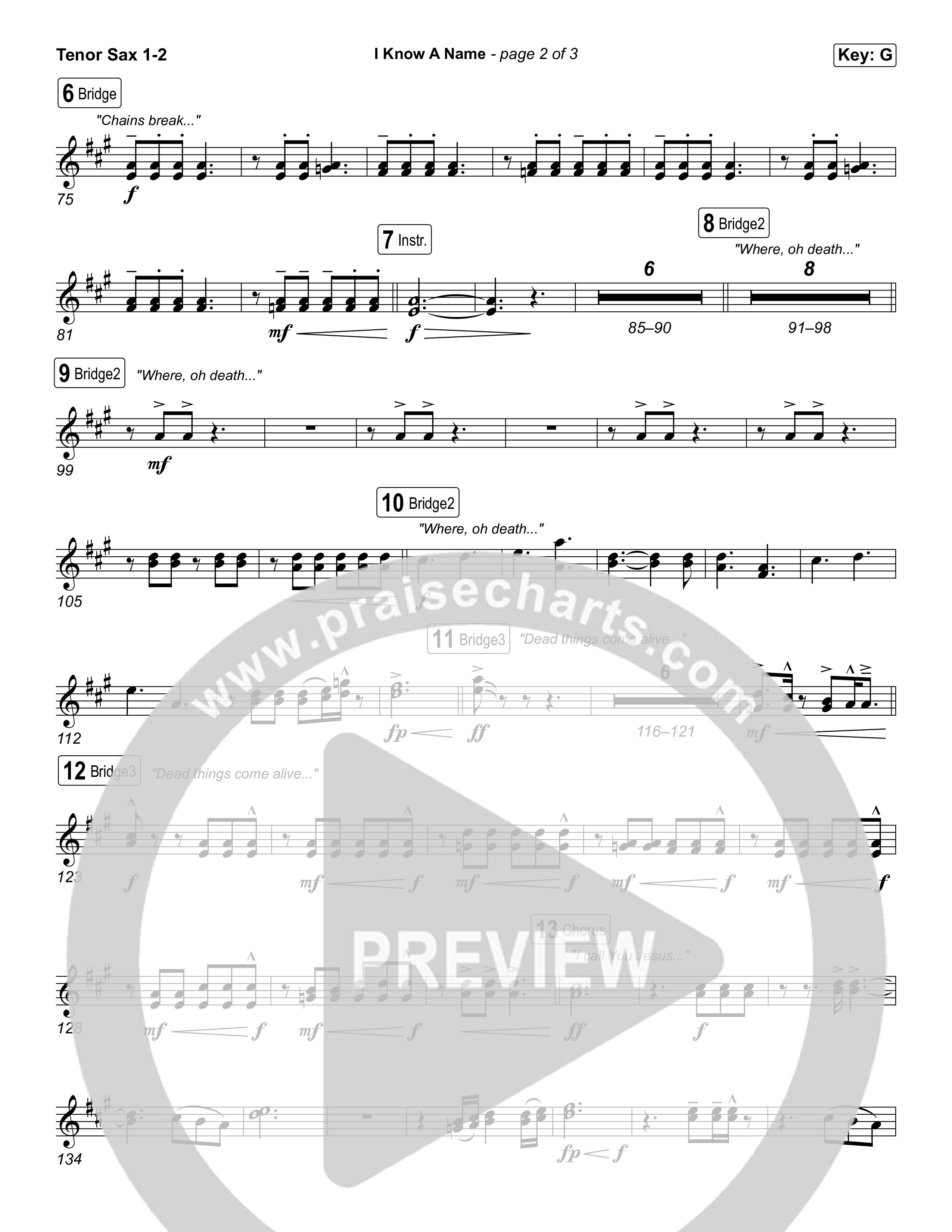 I Know A Name (Sing It Now) Tenor Sax 1/2 (Elevation Worship / Chris Brown / Brandon Lake / Arr. Luke Gambill)