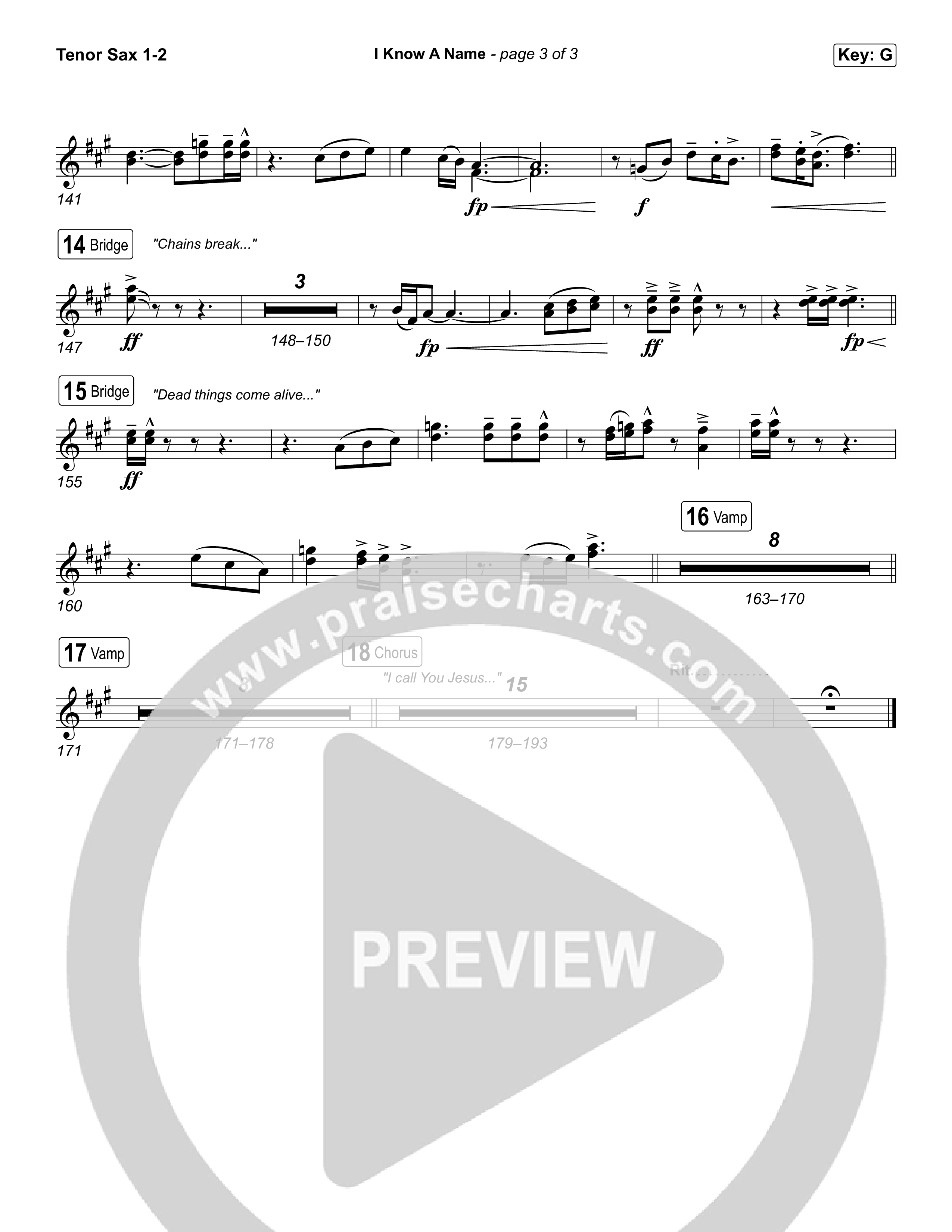 I Know A Name (Sing It Now) Tenor Sax 1/2 (Elevation Worship / Chris Brown / Brandon Lake / Arr. Luke Gambill)